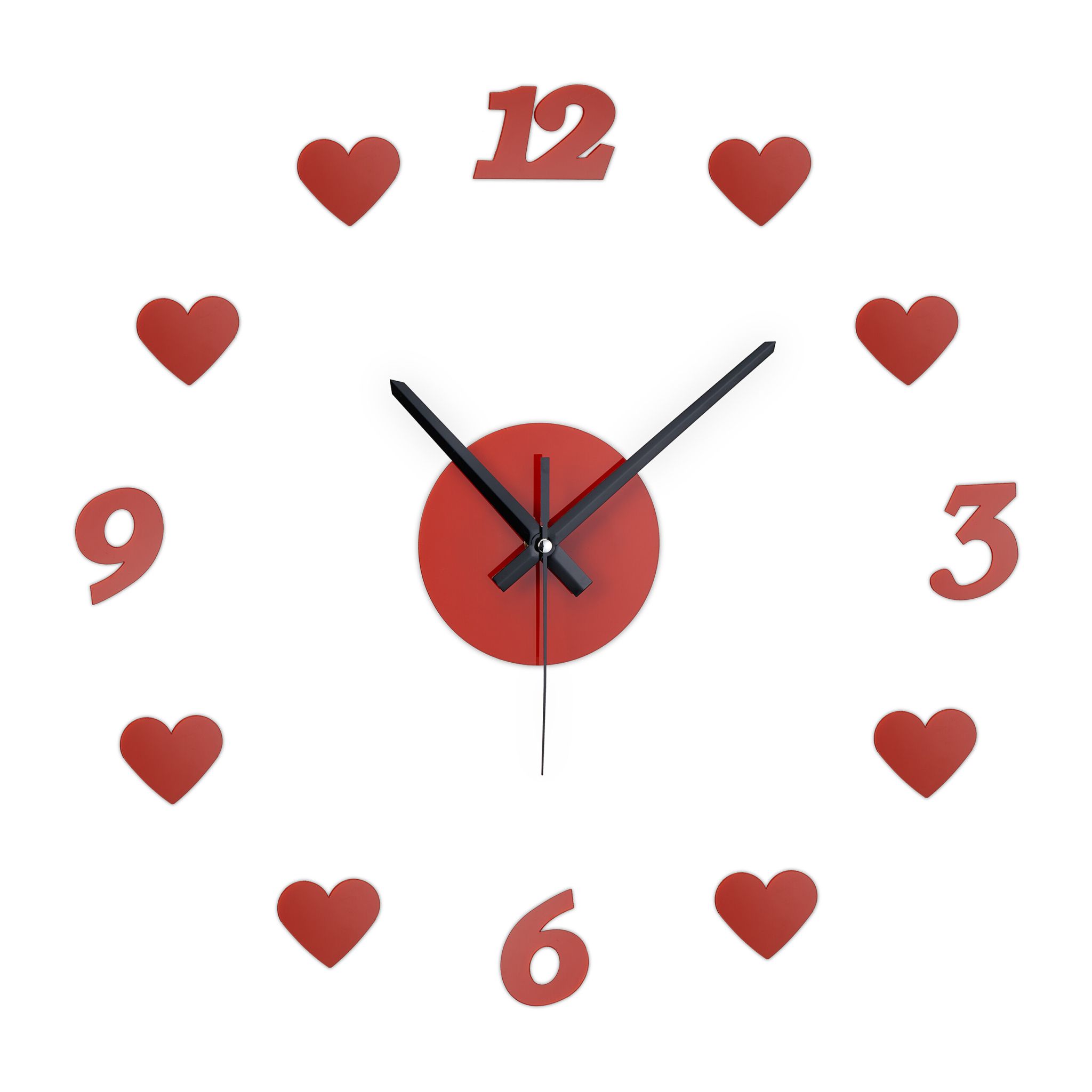 DIY Wanduhr Herzen Rot-Schwarz