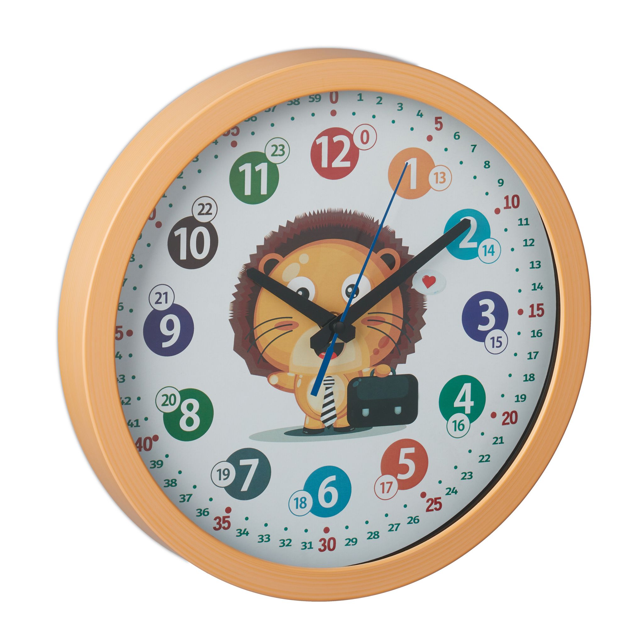 Kinder Wanduhr Löwe Weiss-Gelb-Schwarz