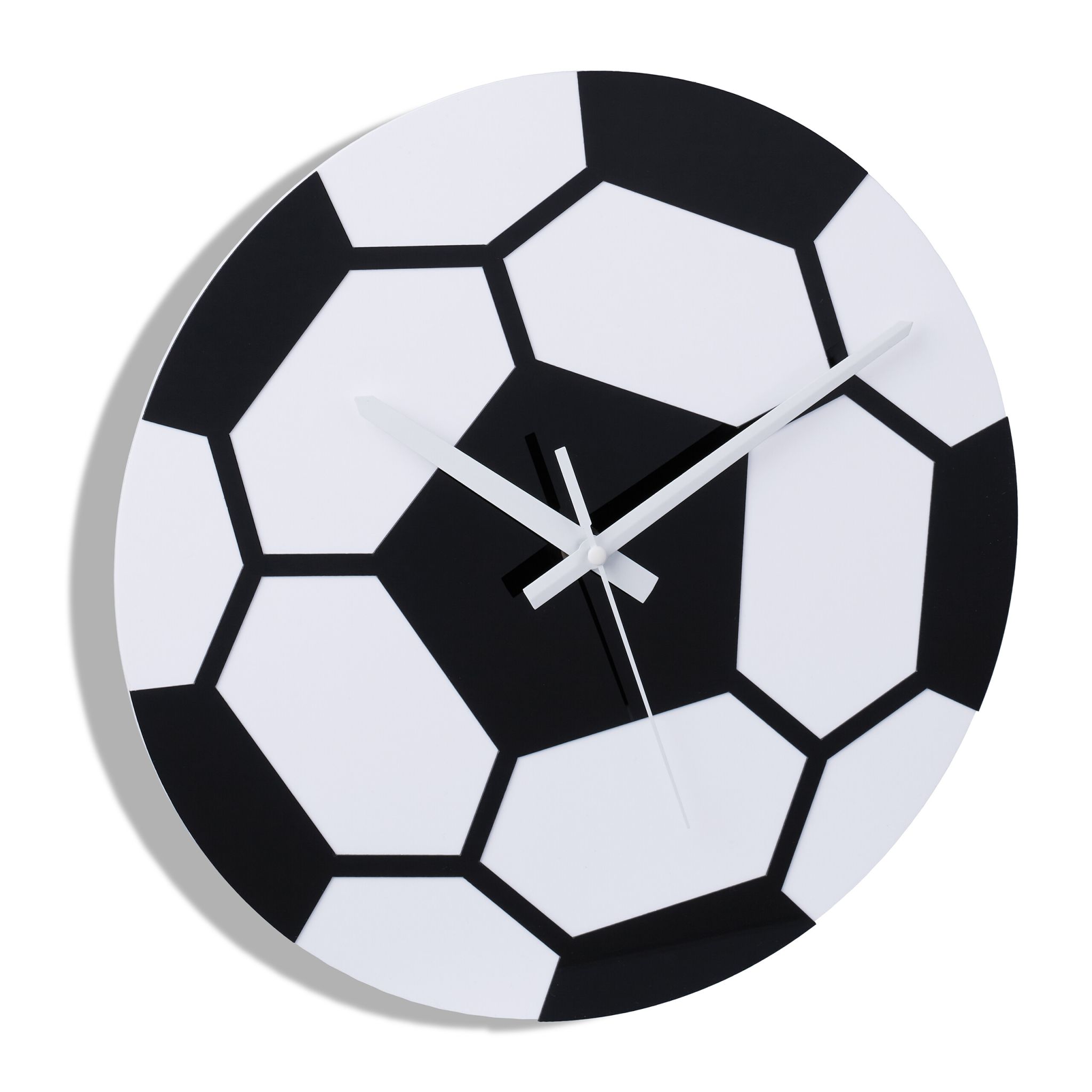 Wanduhr Fussball Weiss-Schwarz