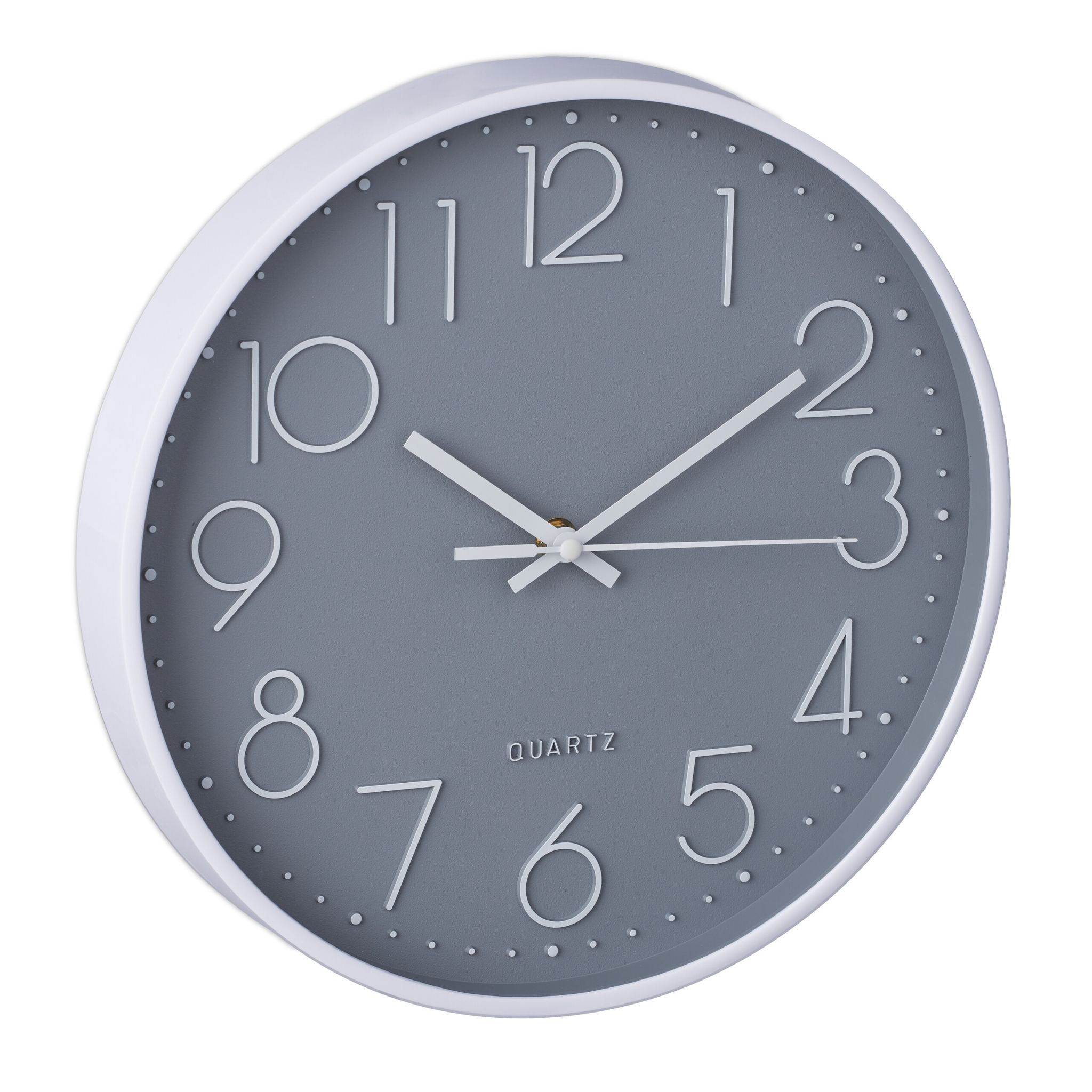 Wanduhr modern Weiss-Silber-Grau