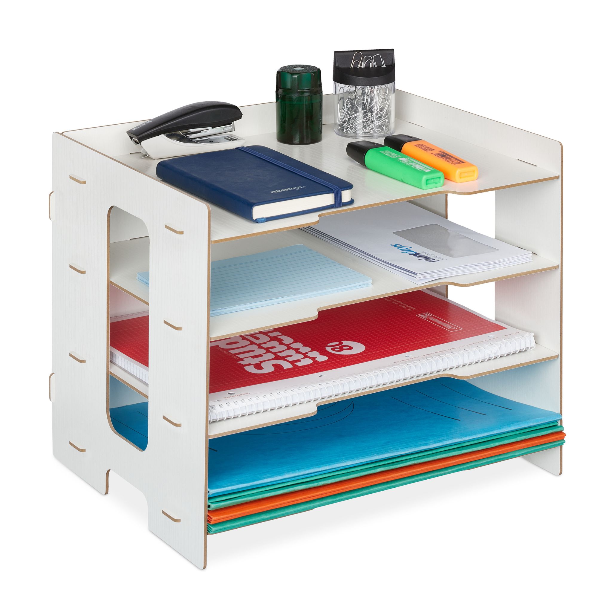 Briefablage MDF mit 3 Fächern Weiss