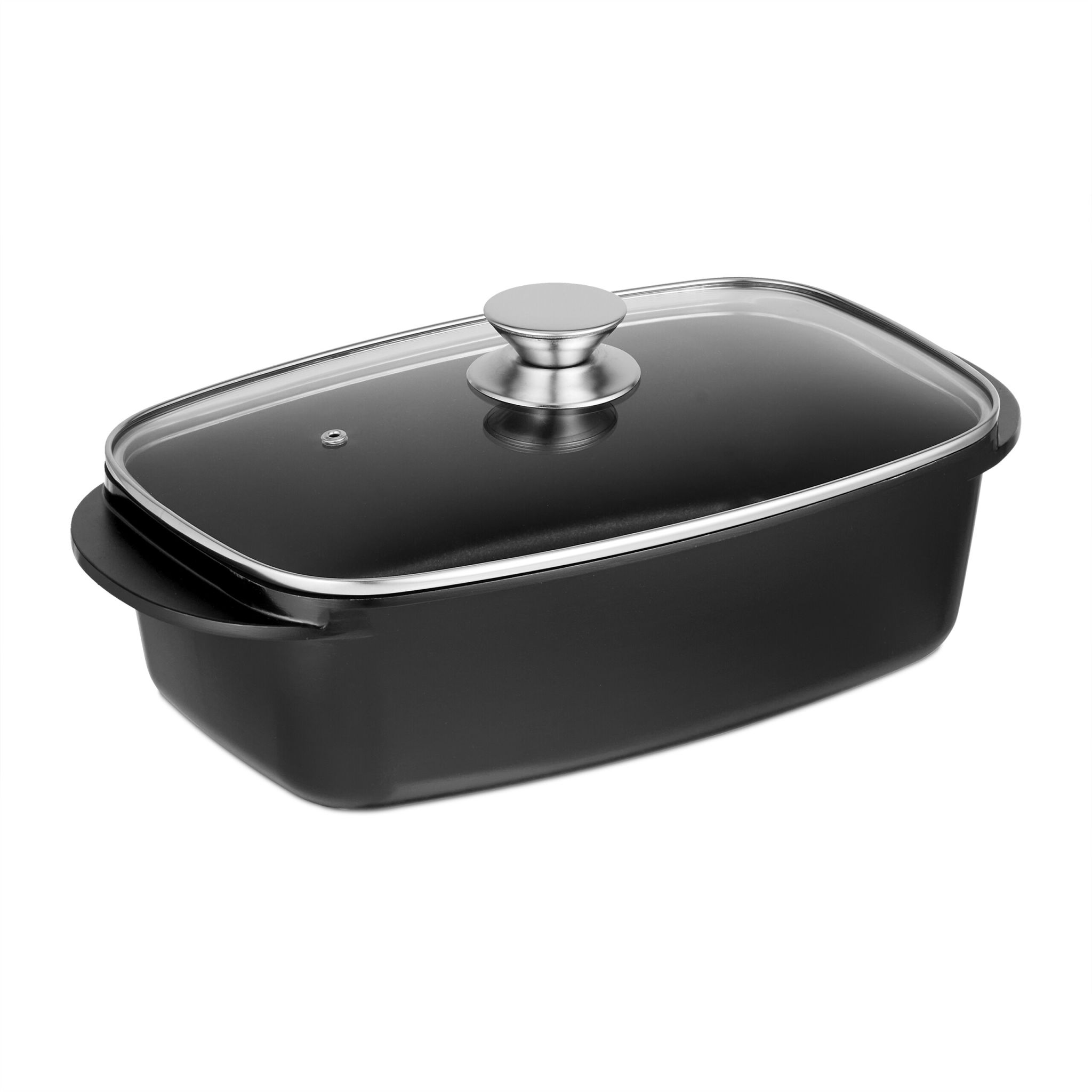 Bräter mit Deckel Schwarz-Silber-Transparent