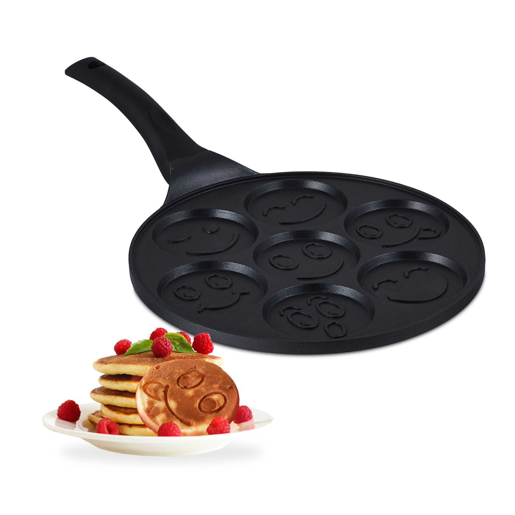 Pancake Pfanne mit Gesichtern Schwarz