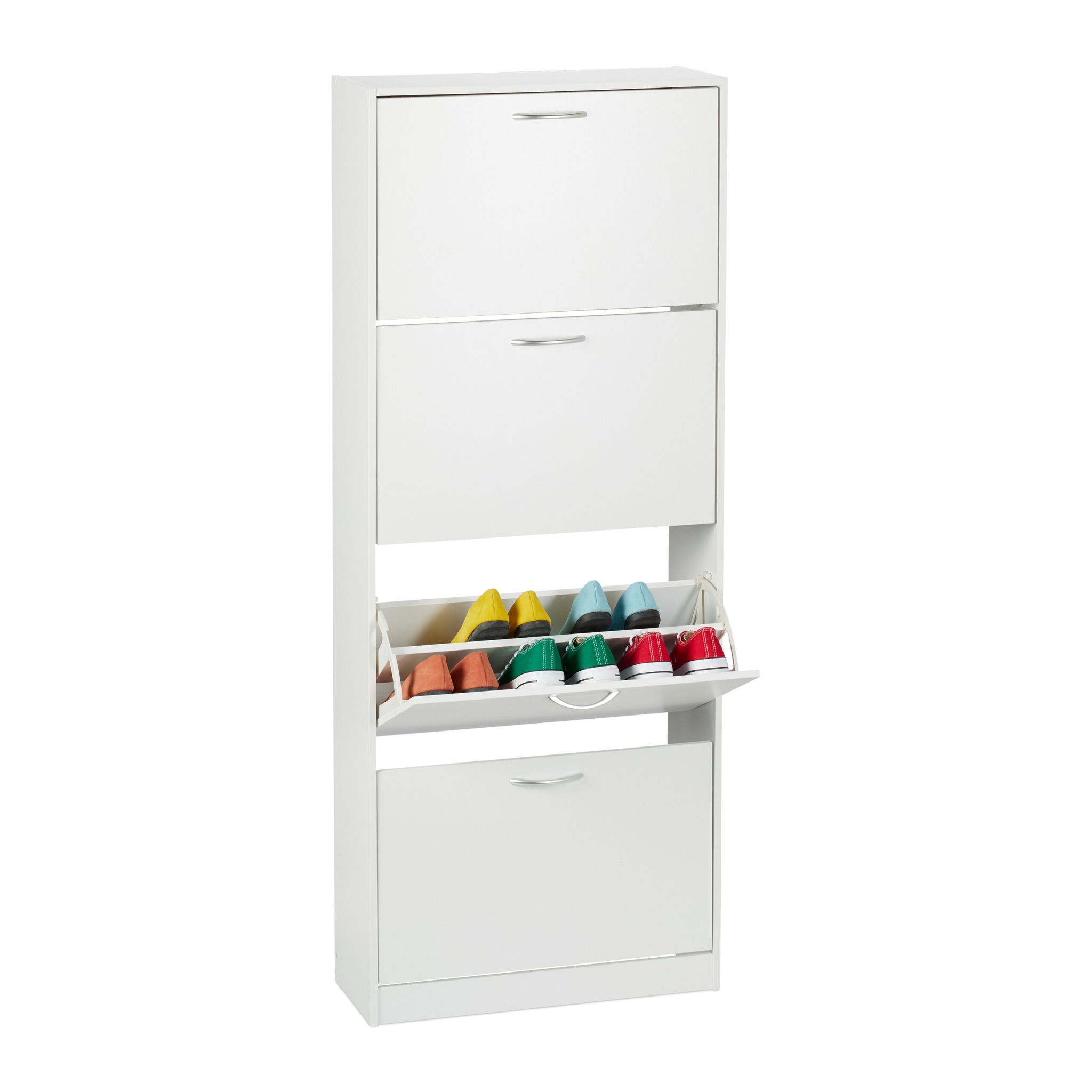 Schuhschrank Kipper Weiss-Silber