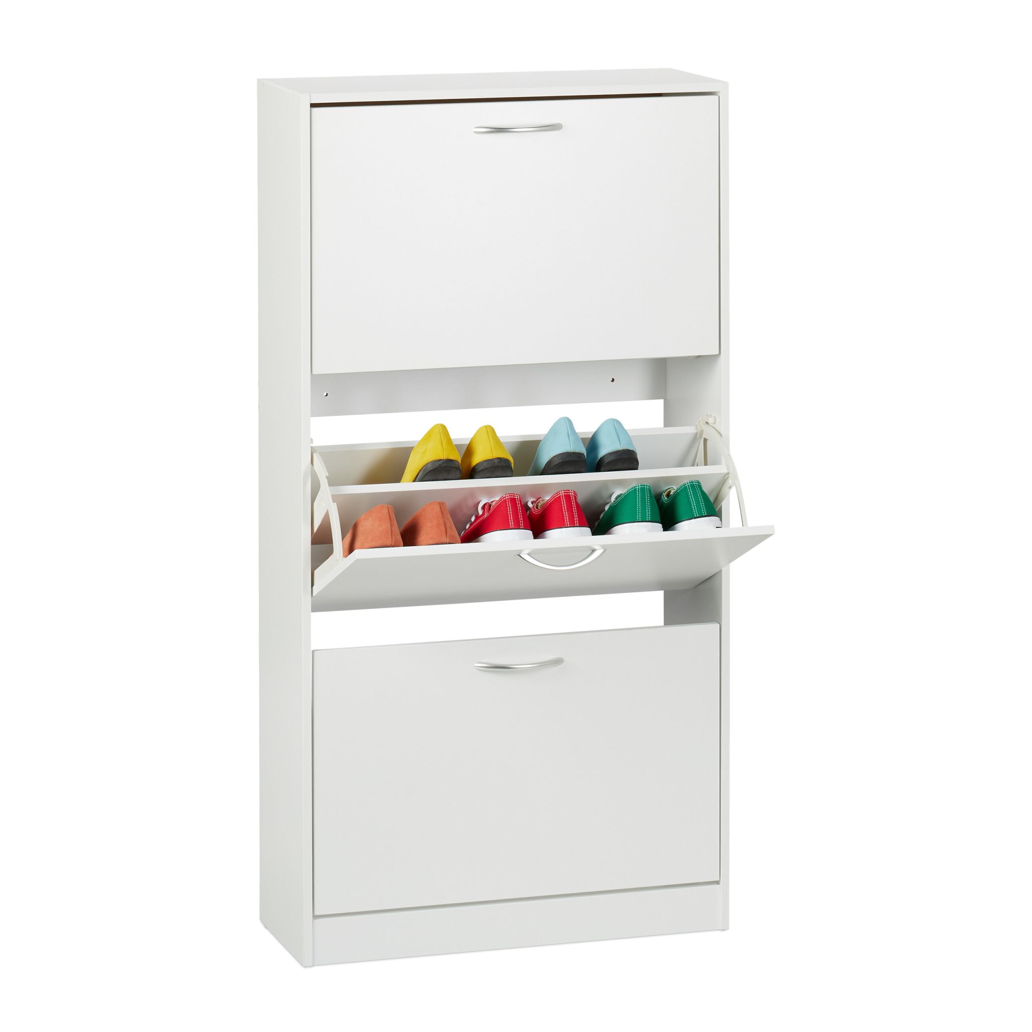 Schuhschrank Kipper Weiss-Silber