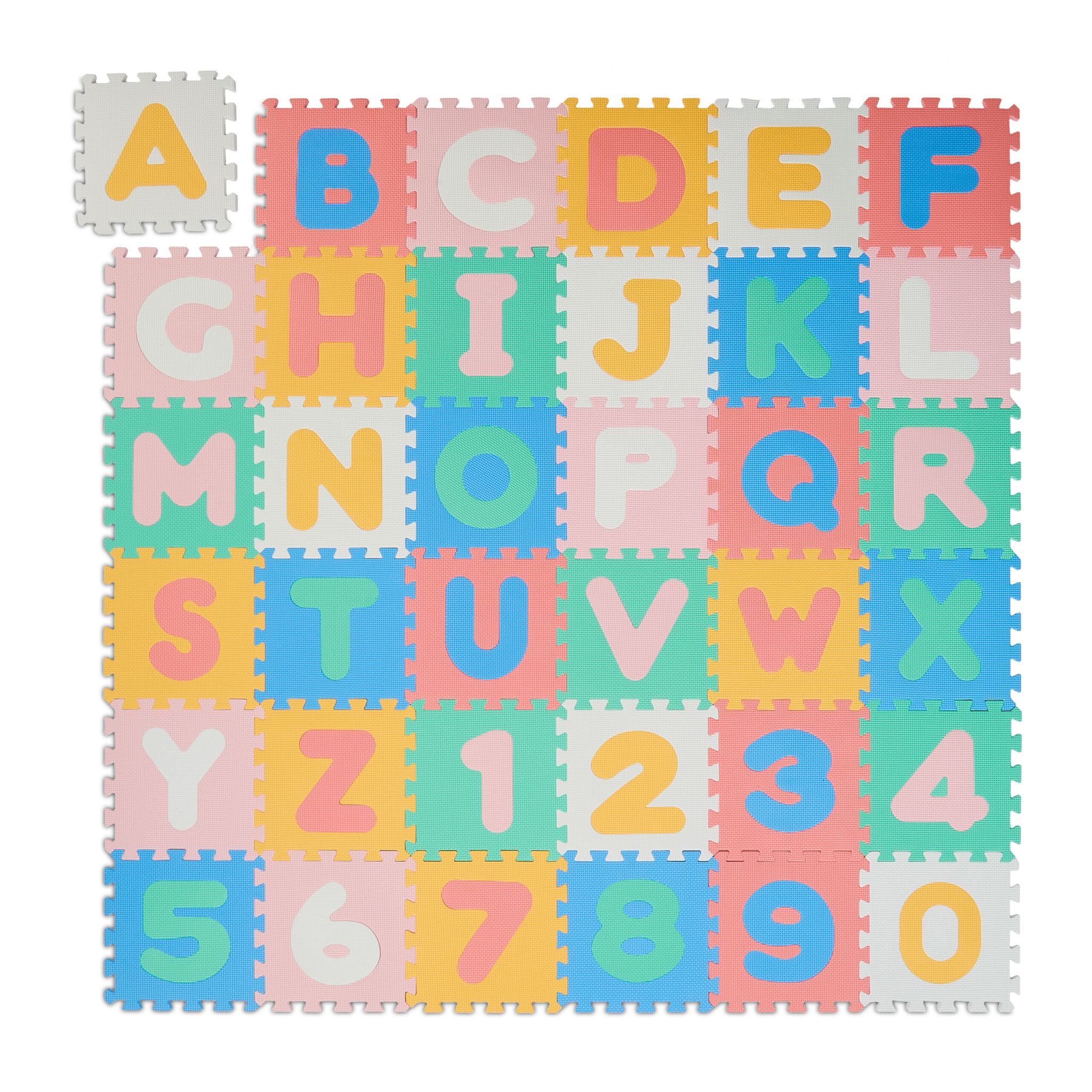 Puzzlematte ABC und Zahlen Blau-Grün-Rot