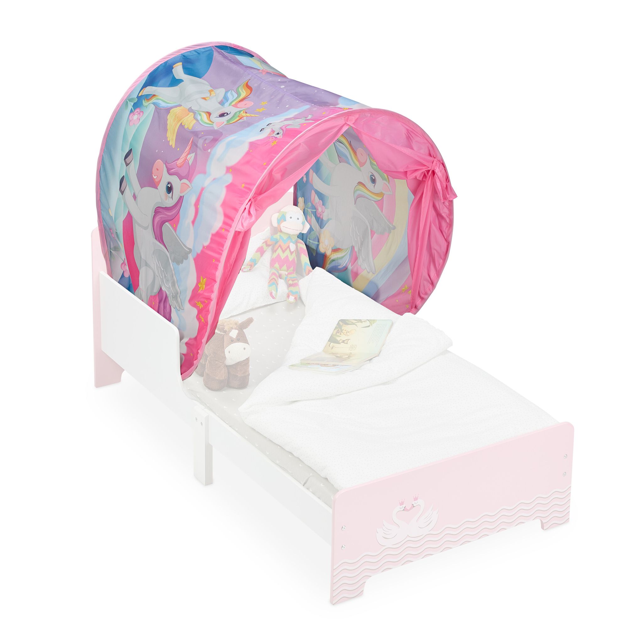 Bettzelt für Kinder Weiss-Rosa-Grau