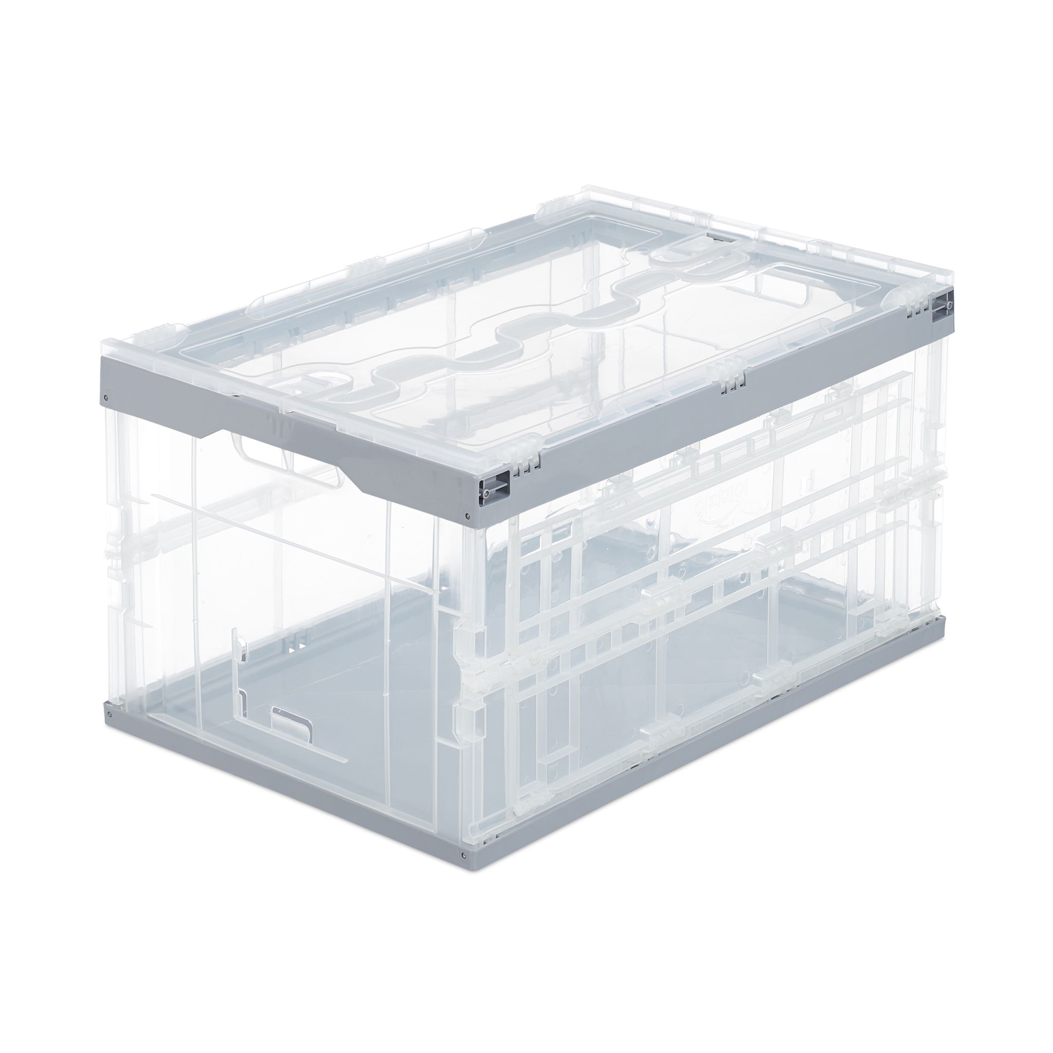 Transportbox mit Deckel Transparent-Grau