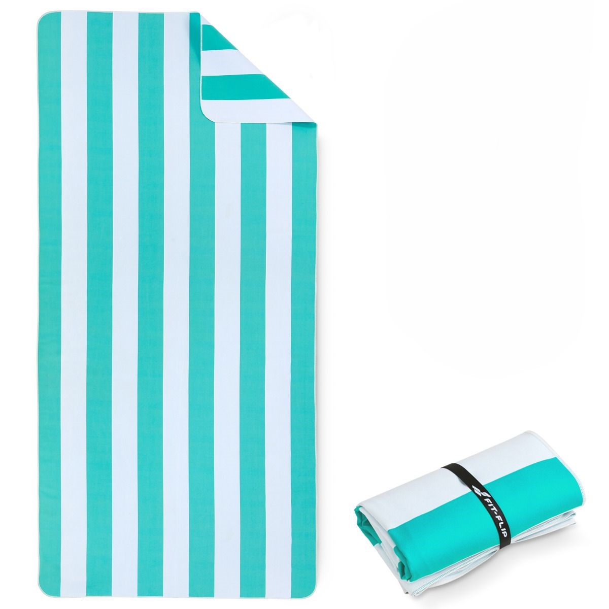 Strandtuch XXL Mikrofaser schnelltrocknendes Badetuch 160x90cm Türkis - Weiss
