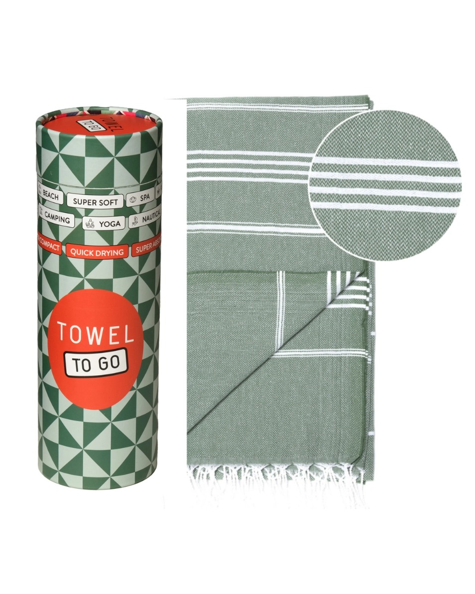 Ipanema Strandtuch Baumwolle Hamamtuch 180x100cm Khaki gestreift