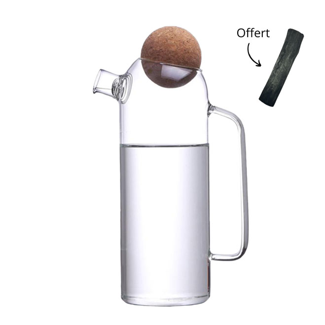 Wasserkaraffe 1L mit Binchotan Aktivkohle Wasserfilter