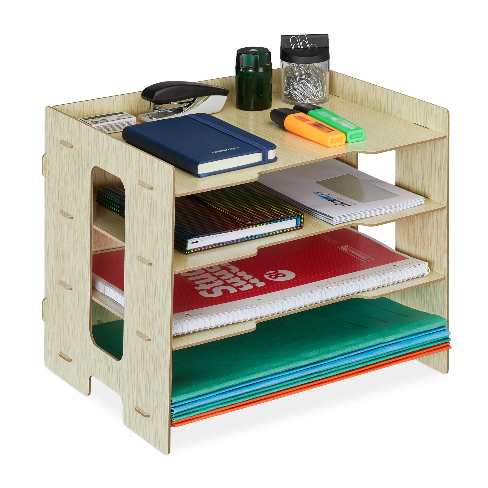 Briefablage MDF mit 3 Fächern Hellbraun