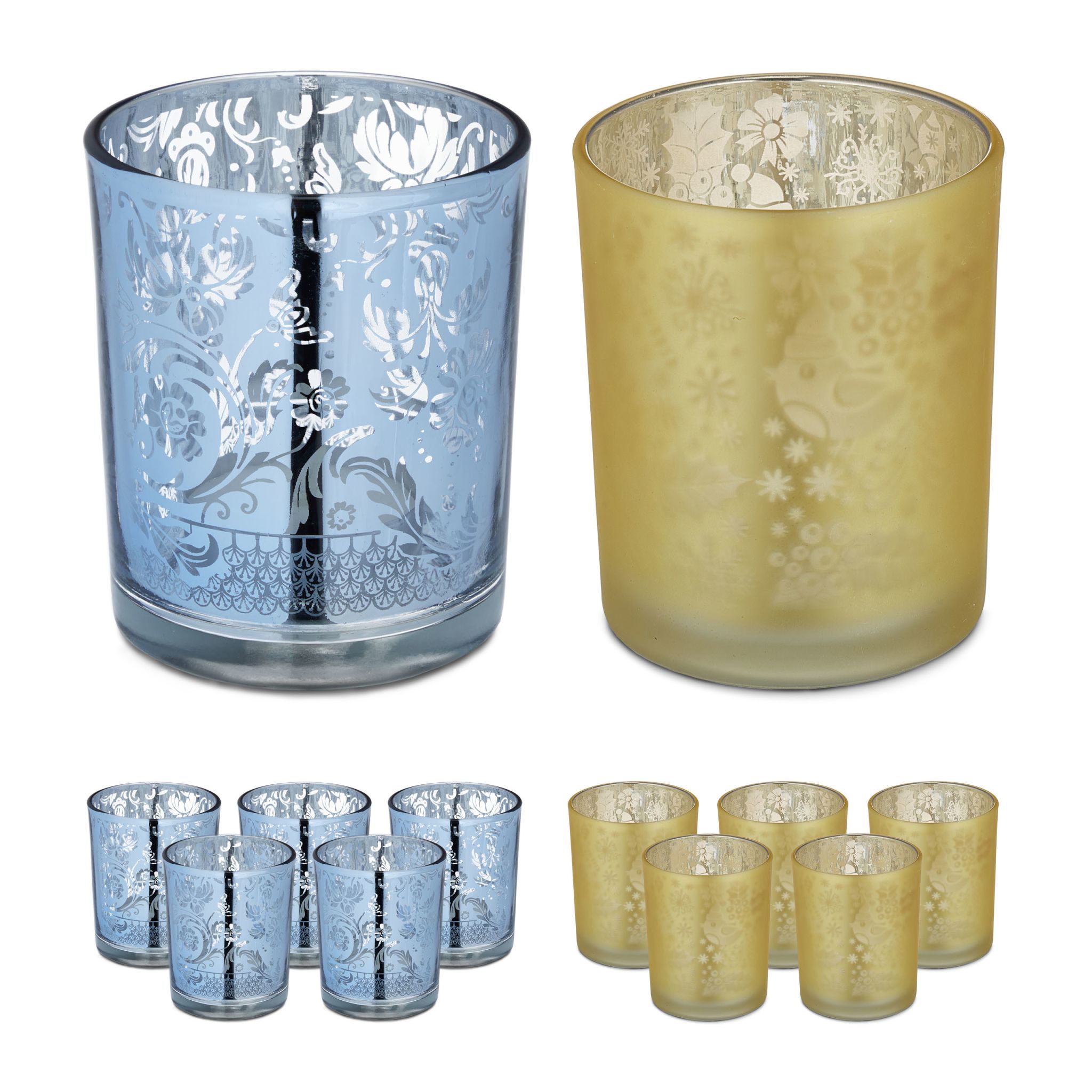 Teelichtgläser gold silber 12er-Set Gold-Silber-Transparent