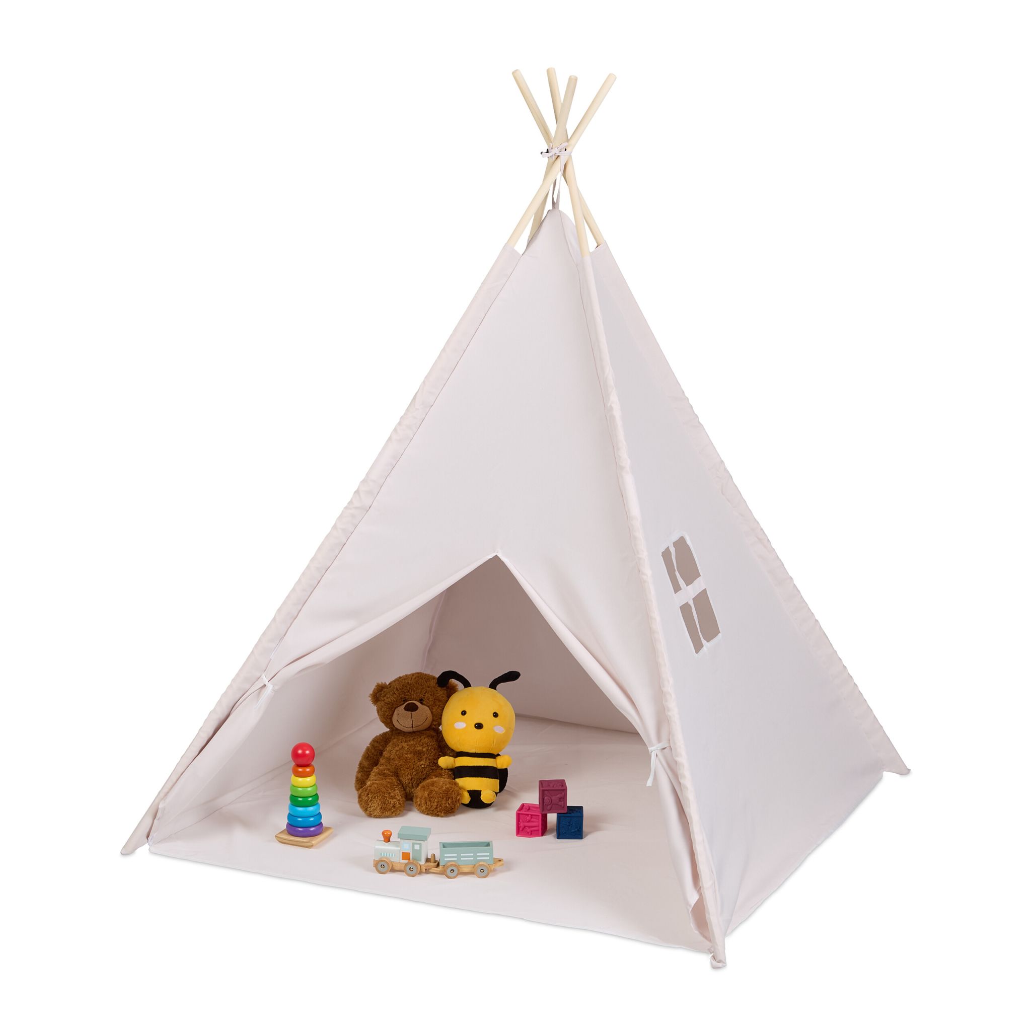 Tipi Spielzelt mit Bodenmatte Beige-Hellbraun