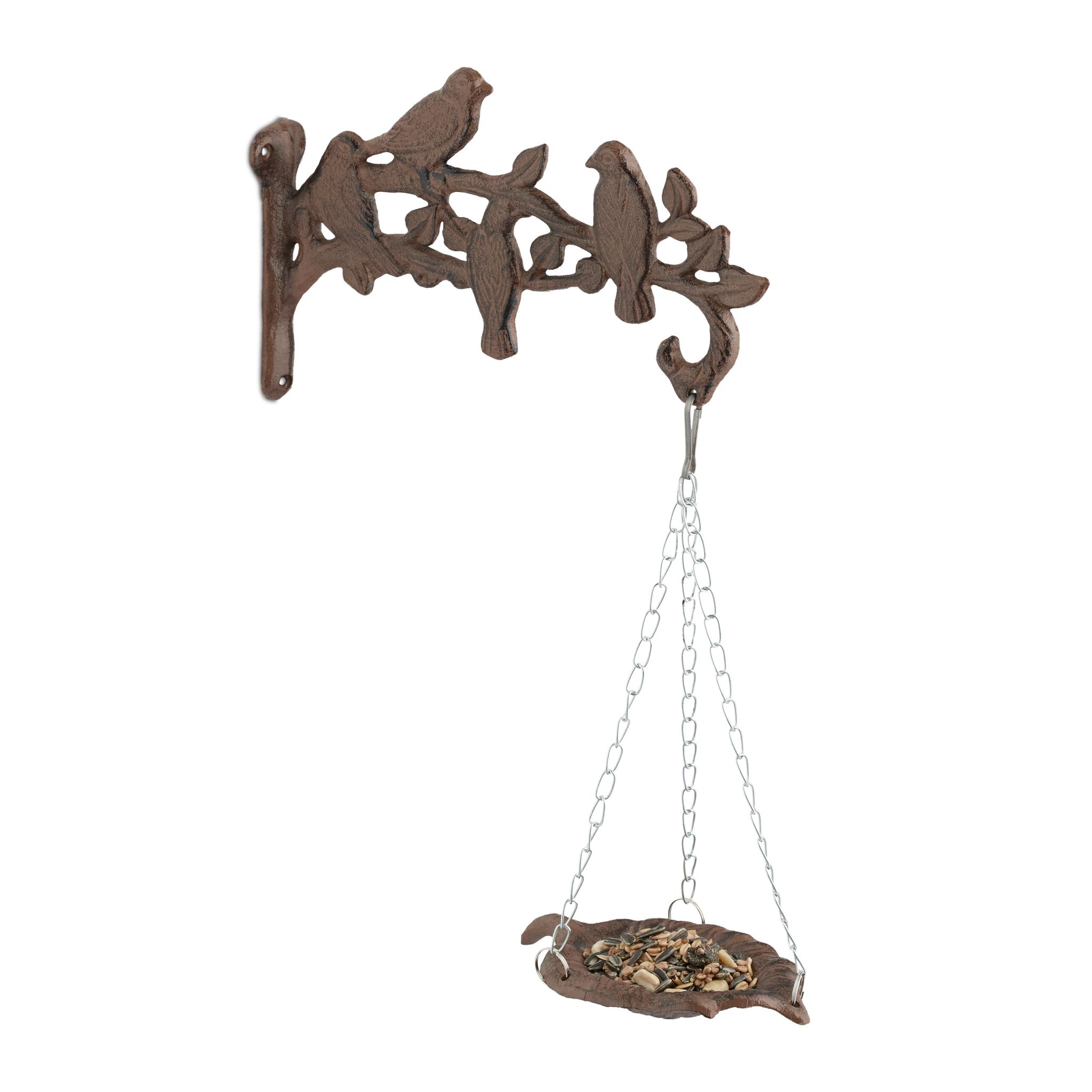 Vogeltränke Gusseisen Wand Braun-Silber