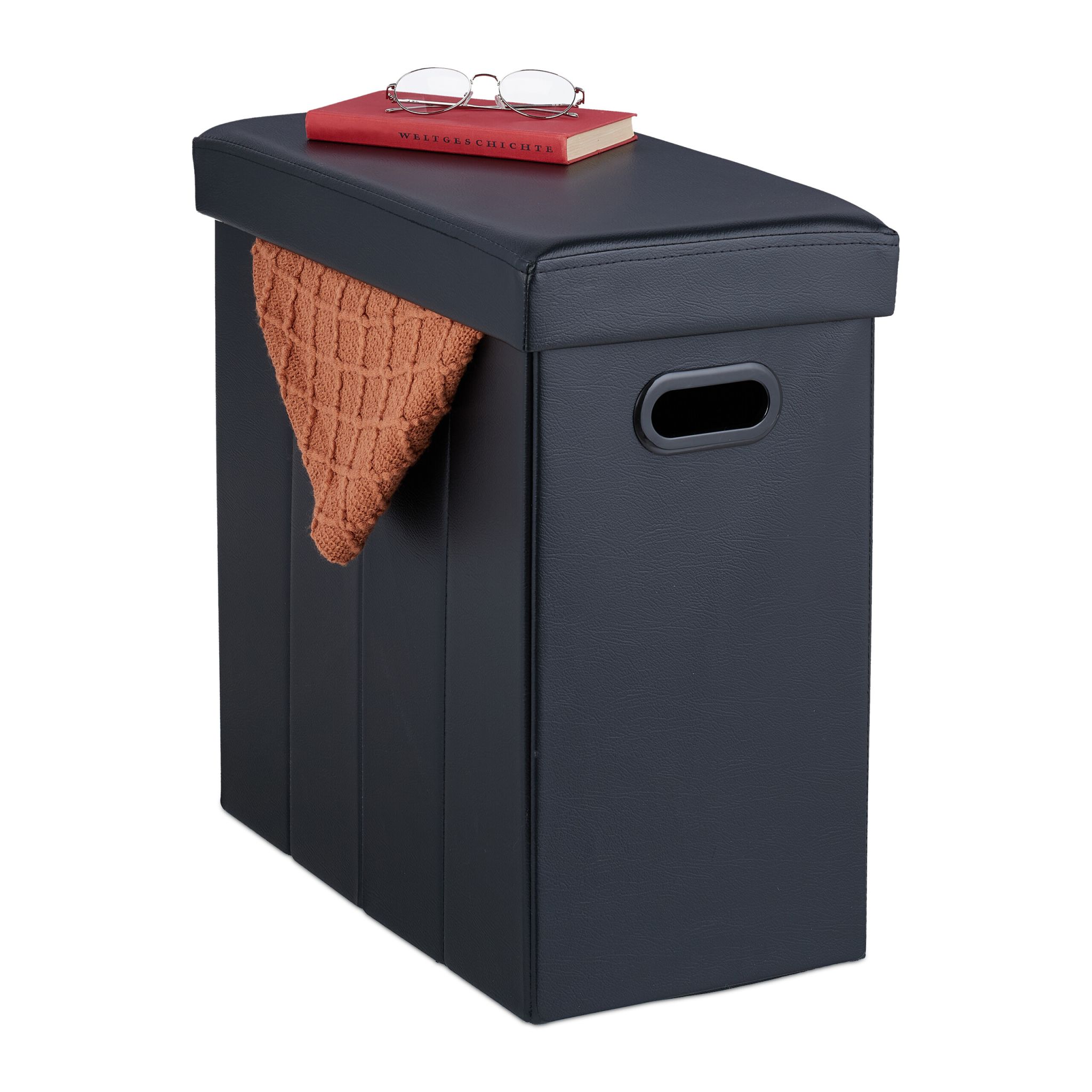 Sitzhocker Kunstleder Schwarz