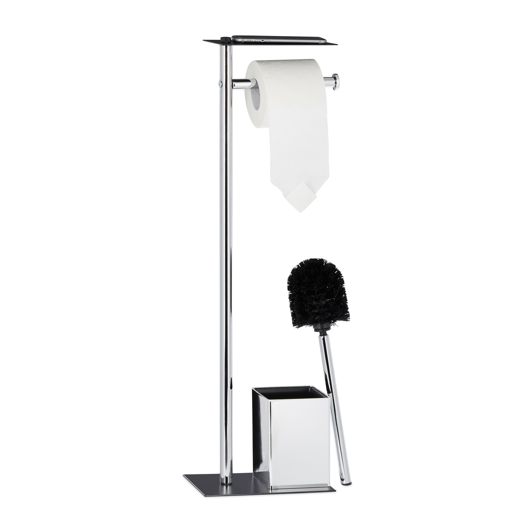 WC Garnitur mit Ablage Schwarz-Silber