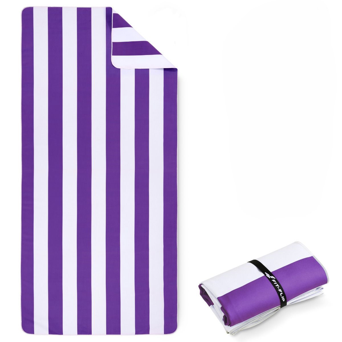 Strandtuch XXL Mikrofaser schnelltrocknendes Badetuch 160x90cm Violett - Weiss