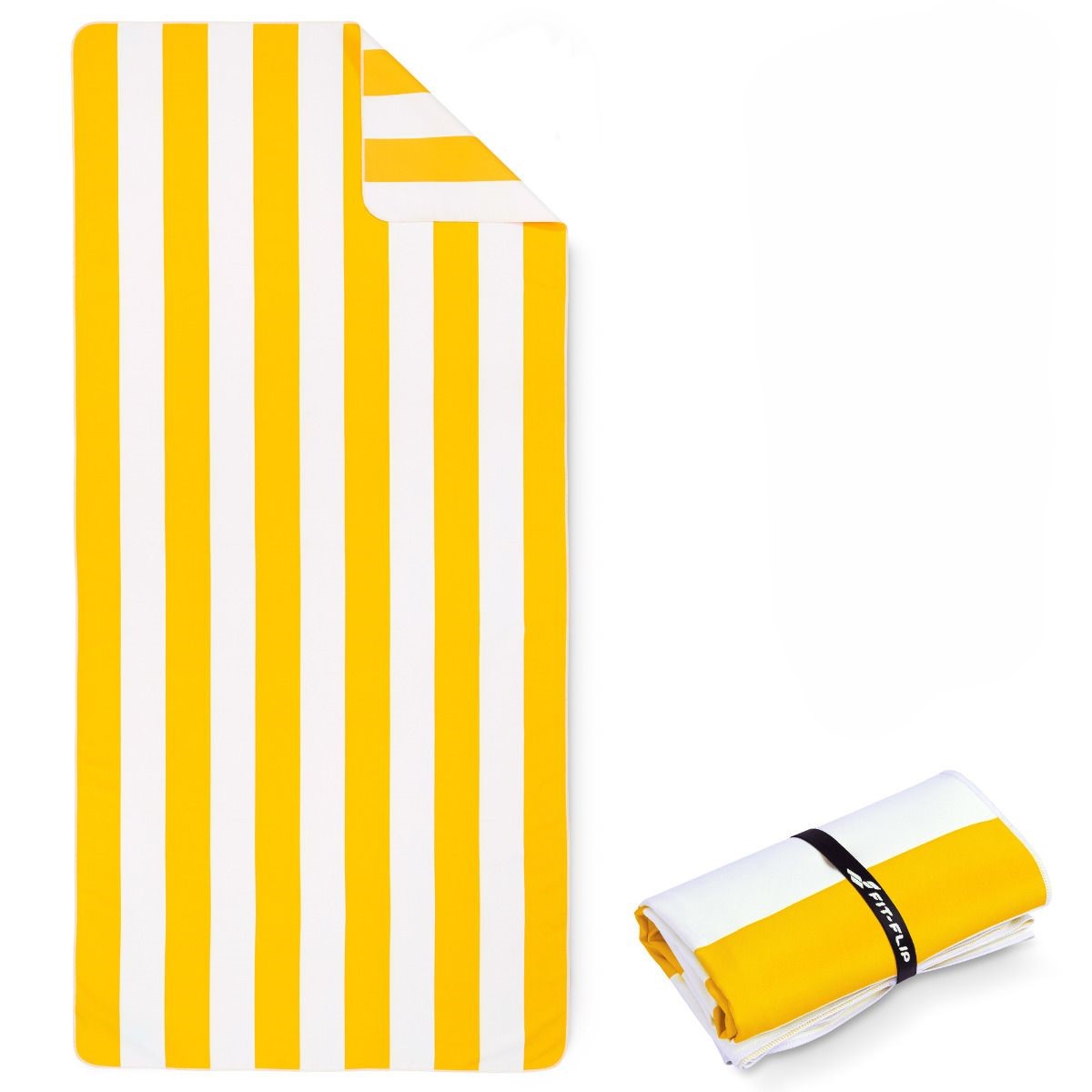 Strandtuch XXL Mikrofaser schnelltrocknendes Badetuch 200x90cm Zitronengelb - Weiss