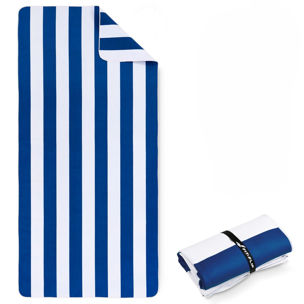 Strandtuch XXL Mikrofaser schnelltrocknendes Badetuch 160x90cm Marineblau - Weiss