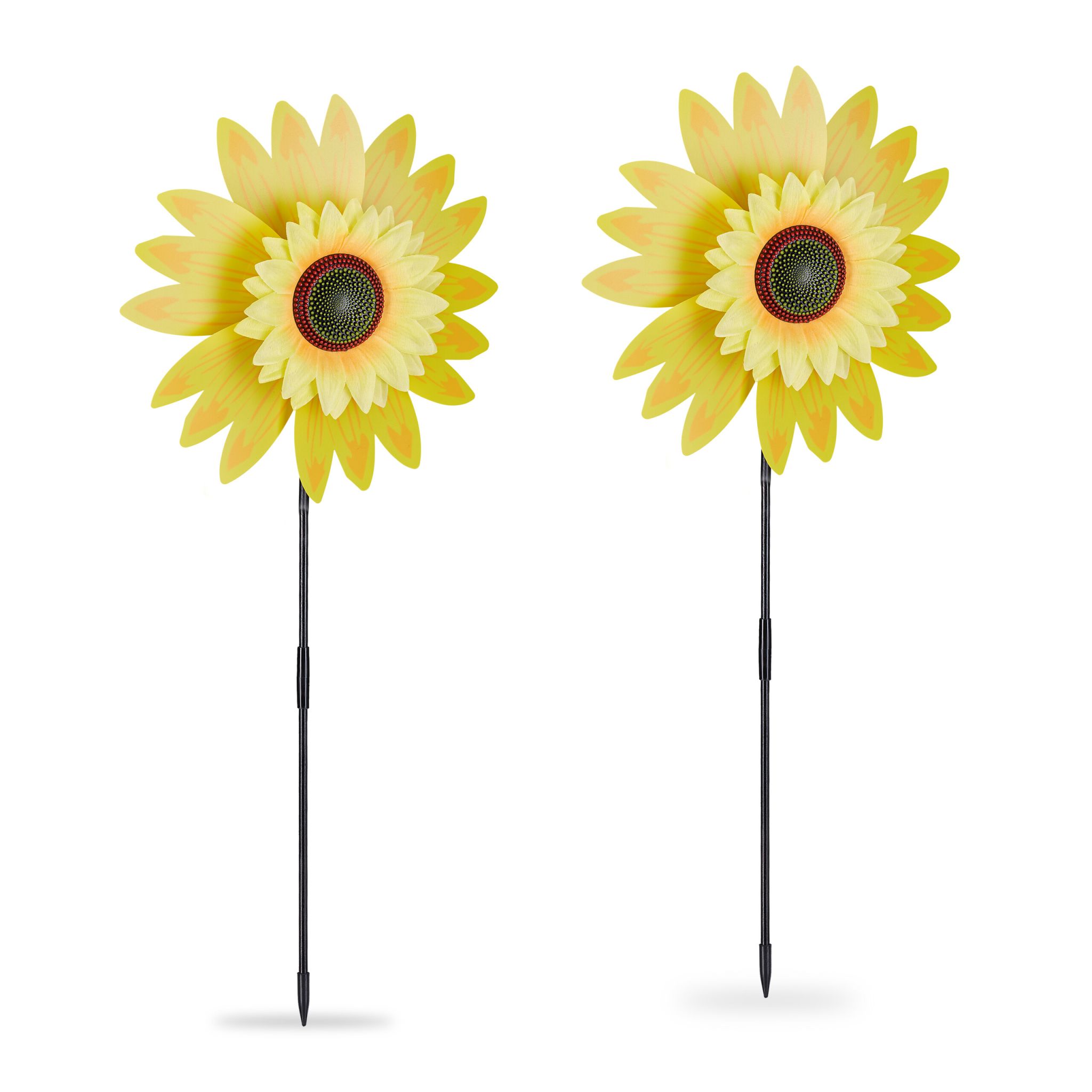 Windrad Sonnenblume 2er-Set Gelb-Orange-Schwarz