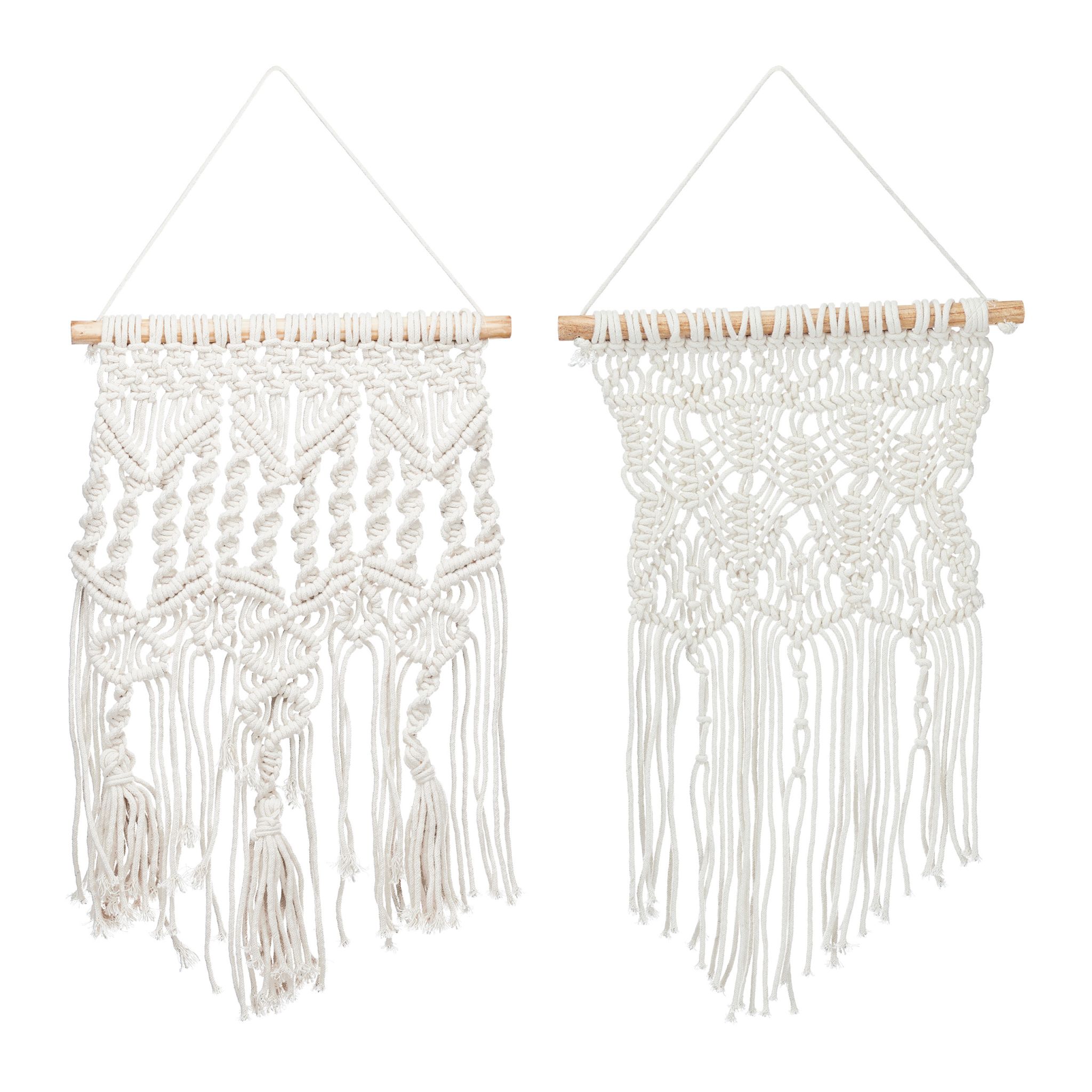 Makramee Wandbehang 2er-Set Creme-Hellbraun