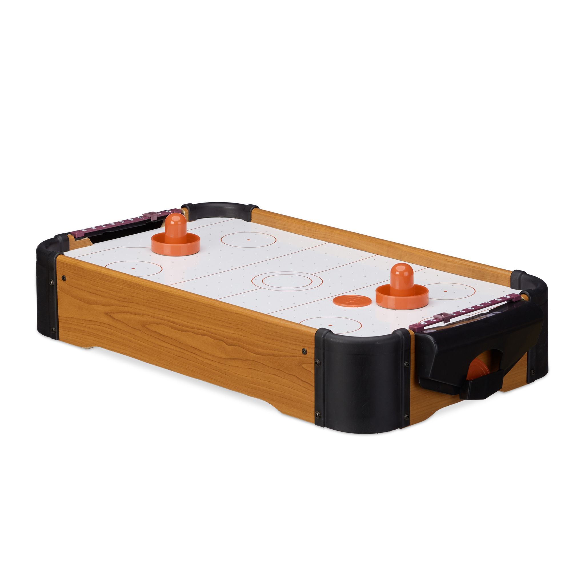 Airhockey Tischspiel Weiss-Hellbraun-Schwarz