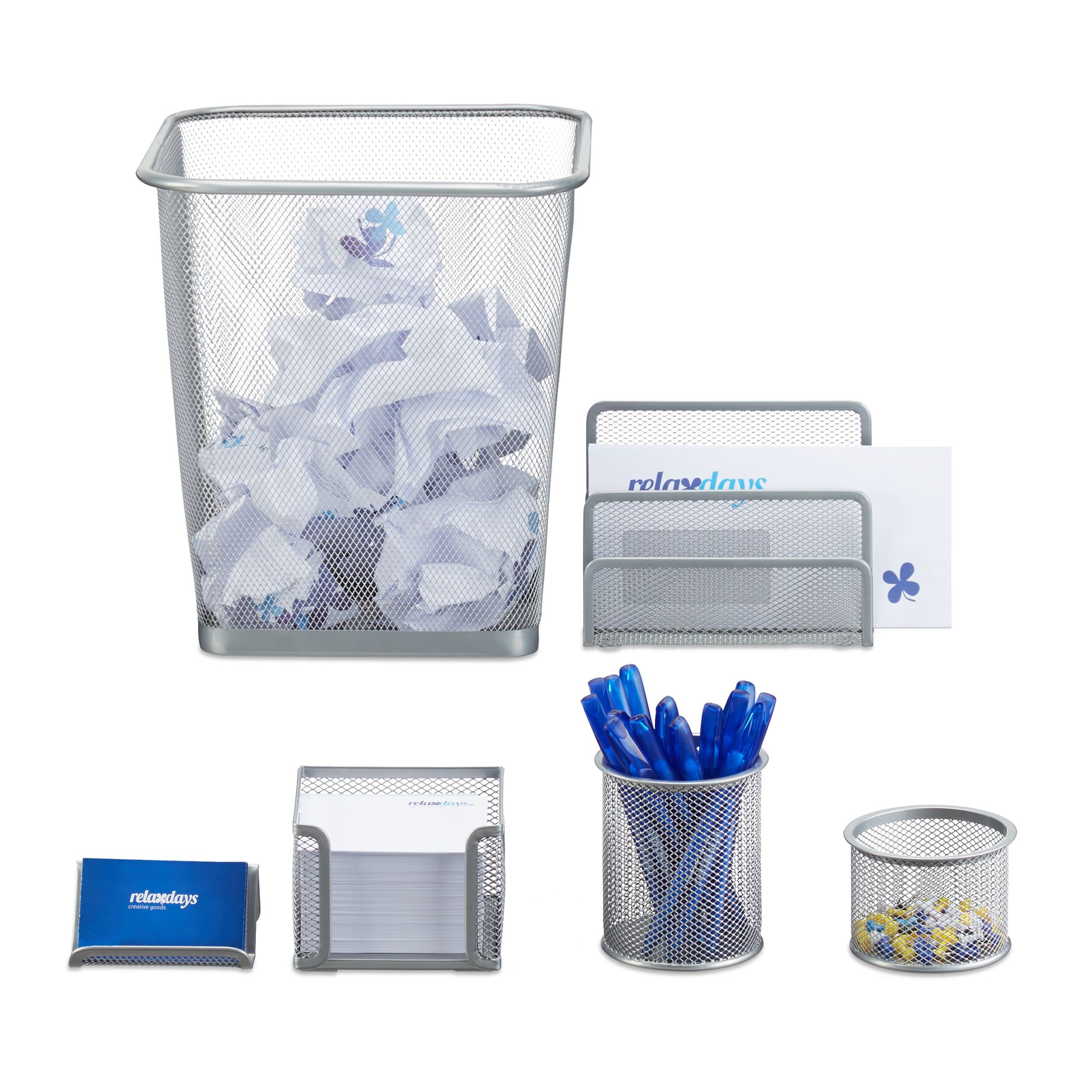 Schreibtisch Organizer-Set, 6-teilig Silber
