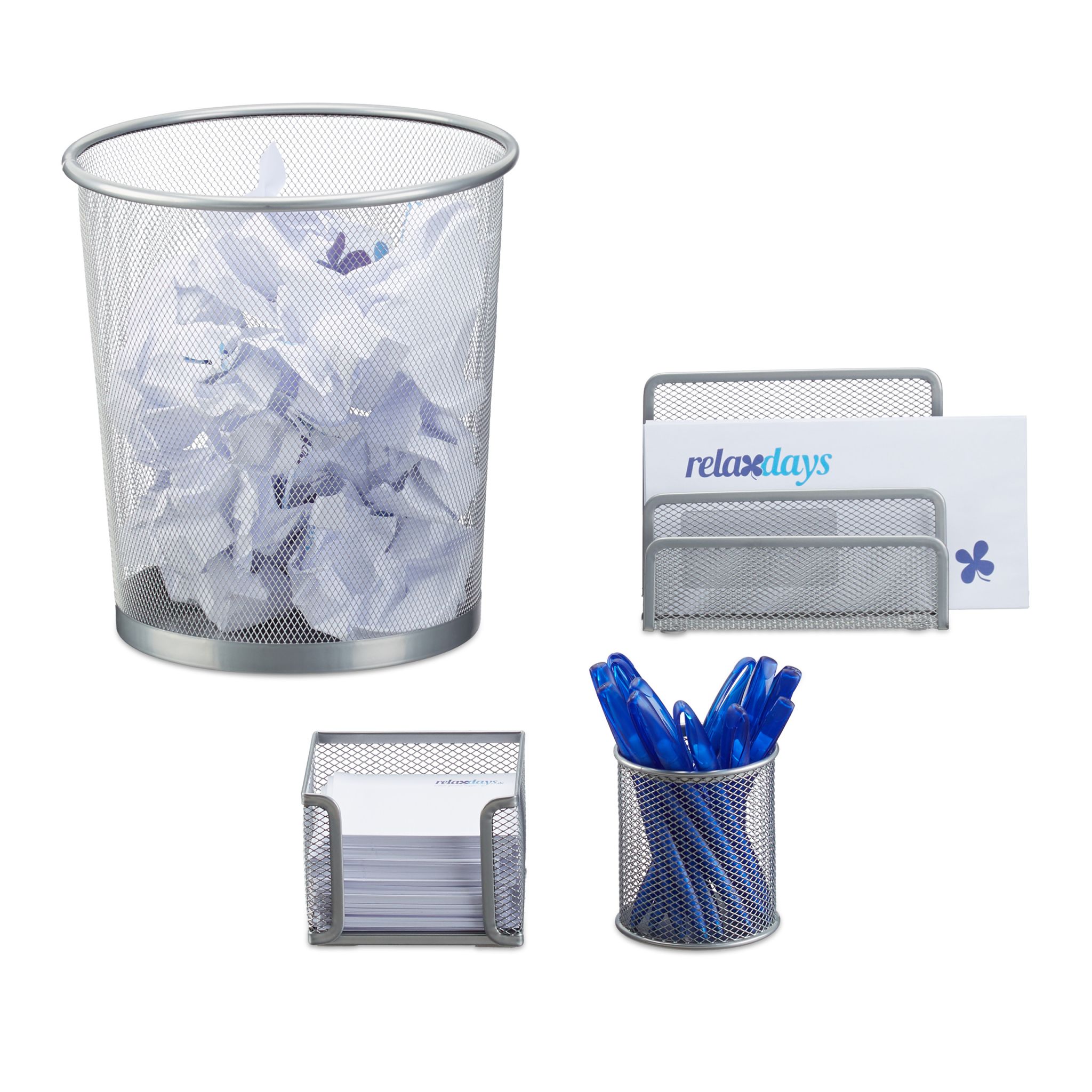 Schreibtisch Organizer-Set, 4-teilig Silber