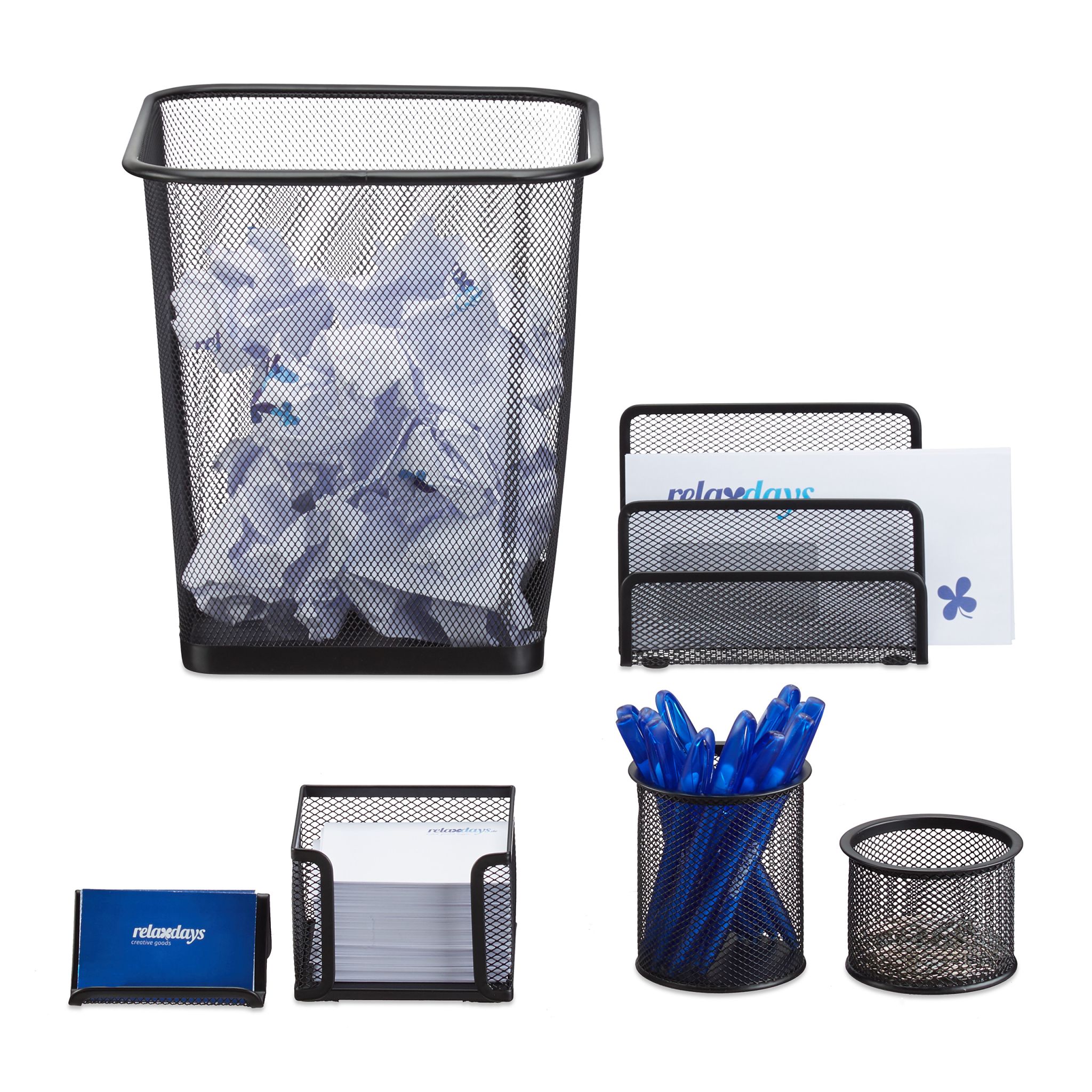 Schreibtisch Organizer-Set, 6-teilig Schwarz
