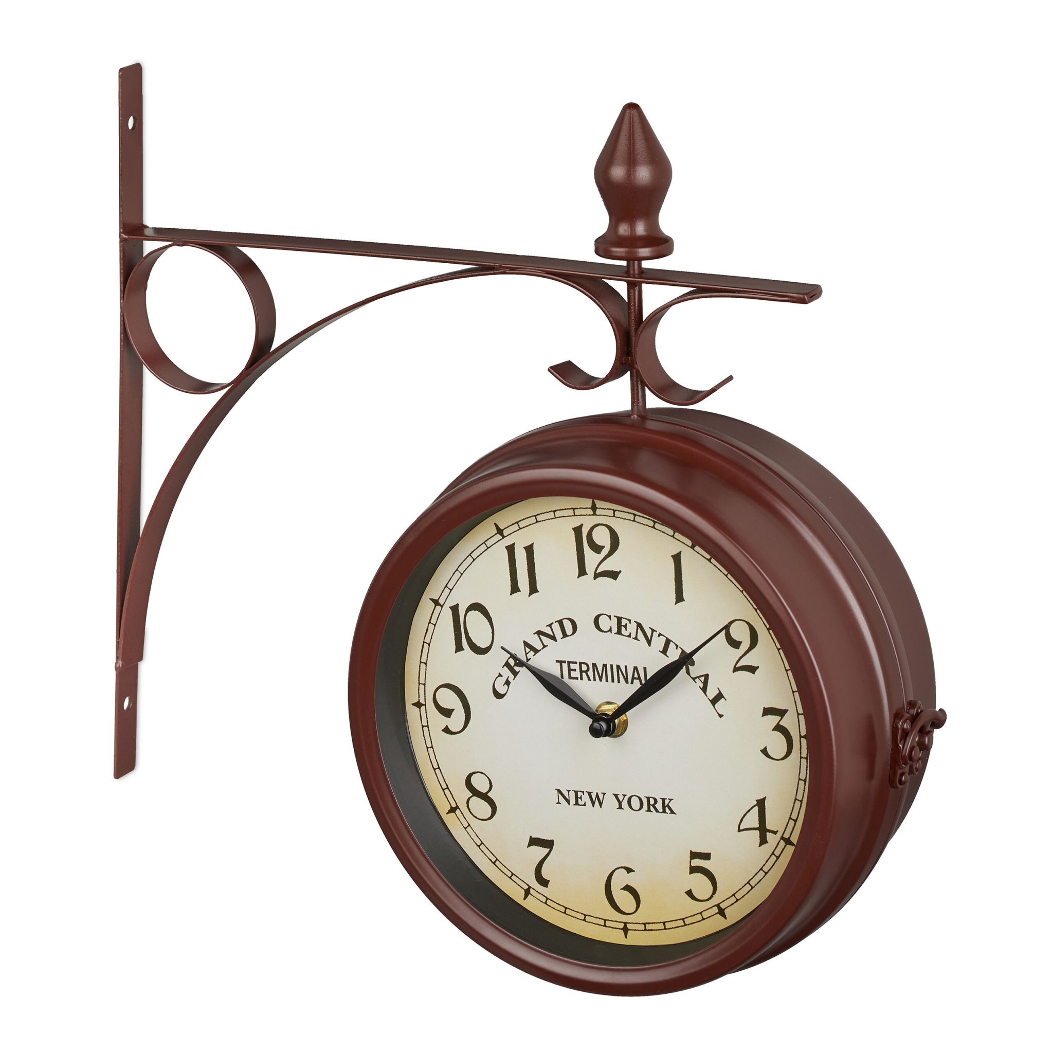 Bahnhofsuhr doppelseitig Braun-Creme-Schwarz