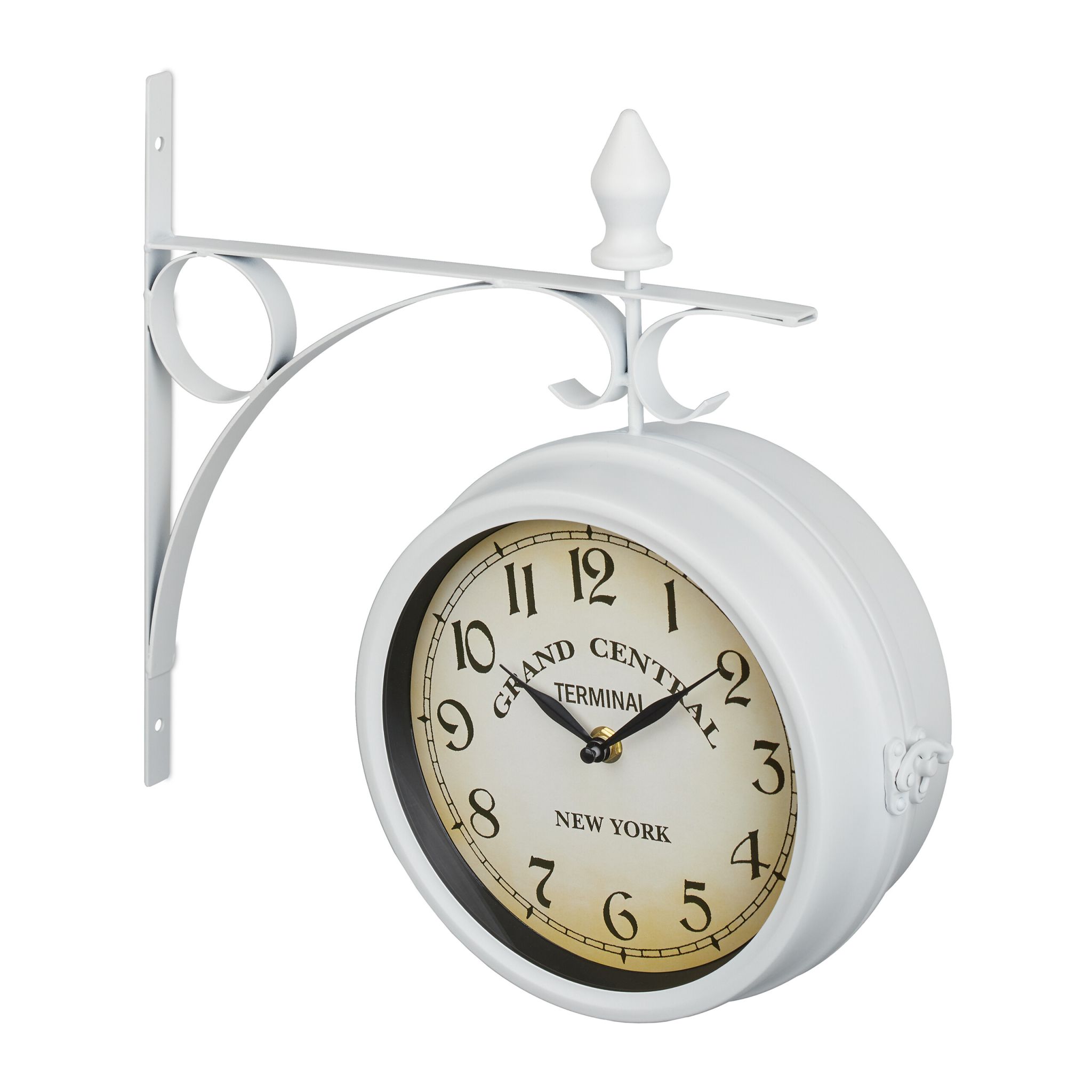 Bahnhofsuhr doppelseitig Weiss-Creme-Schwarz
