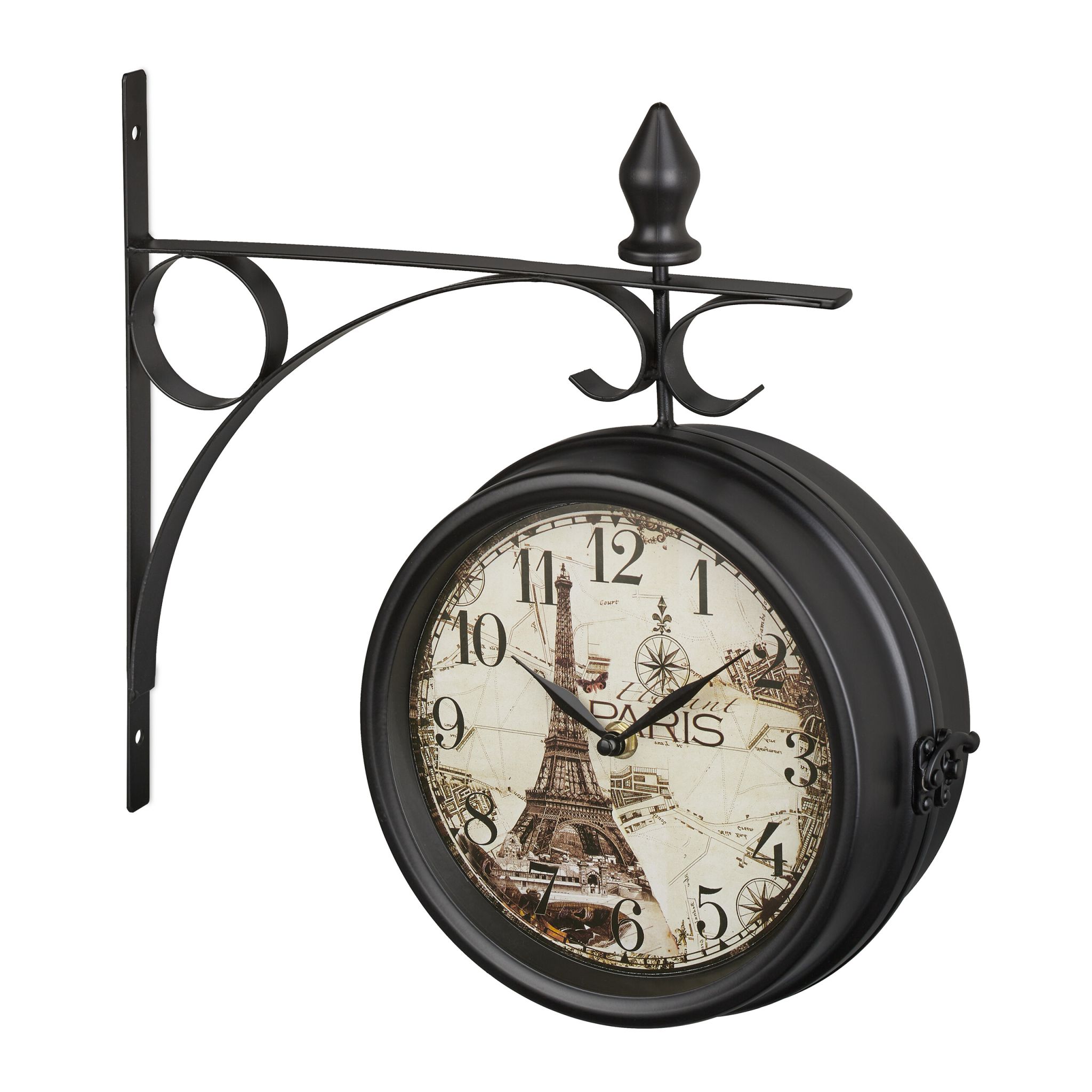 Bahnhofsuhr doppelseitig Braun-Creme-Schwarz