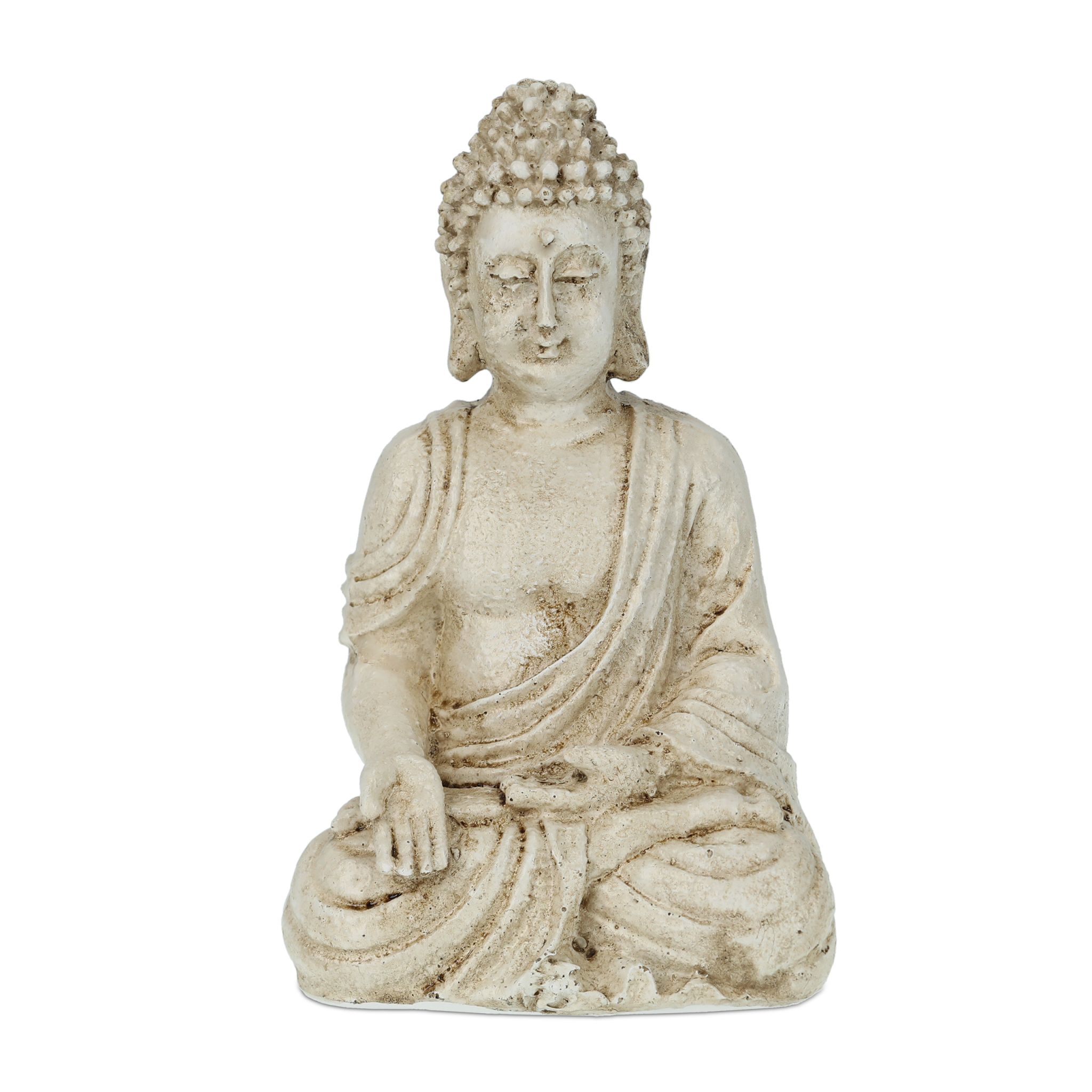 Buddha Figur sitzend 17,5cm Creme