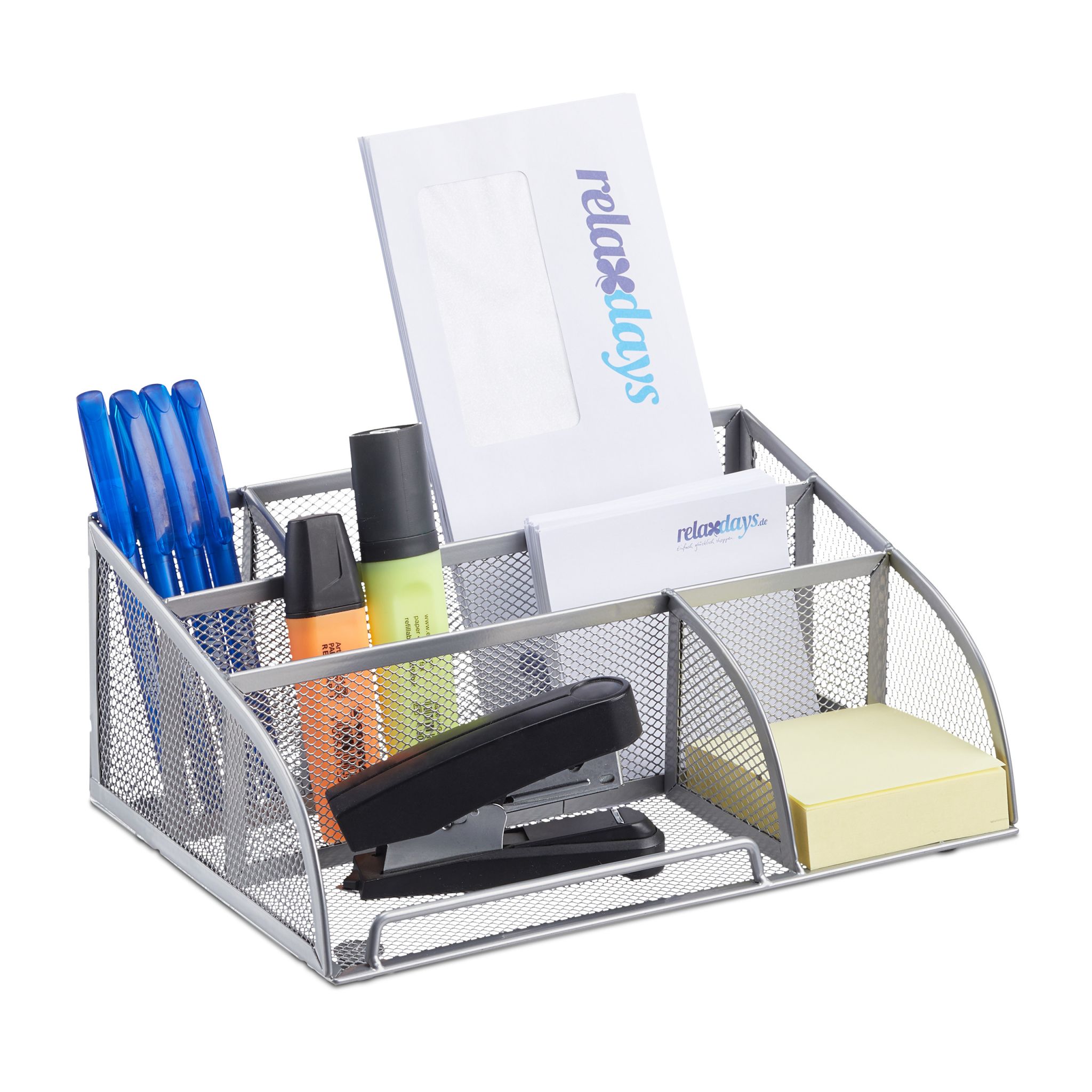 Schreibtischorganizer 5 Ablagen Metall Silber