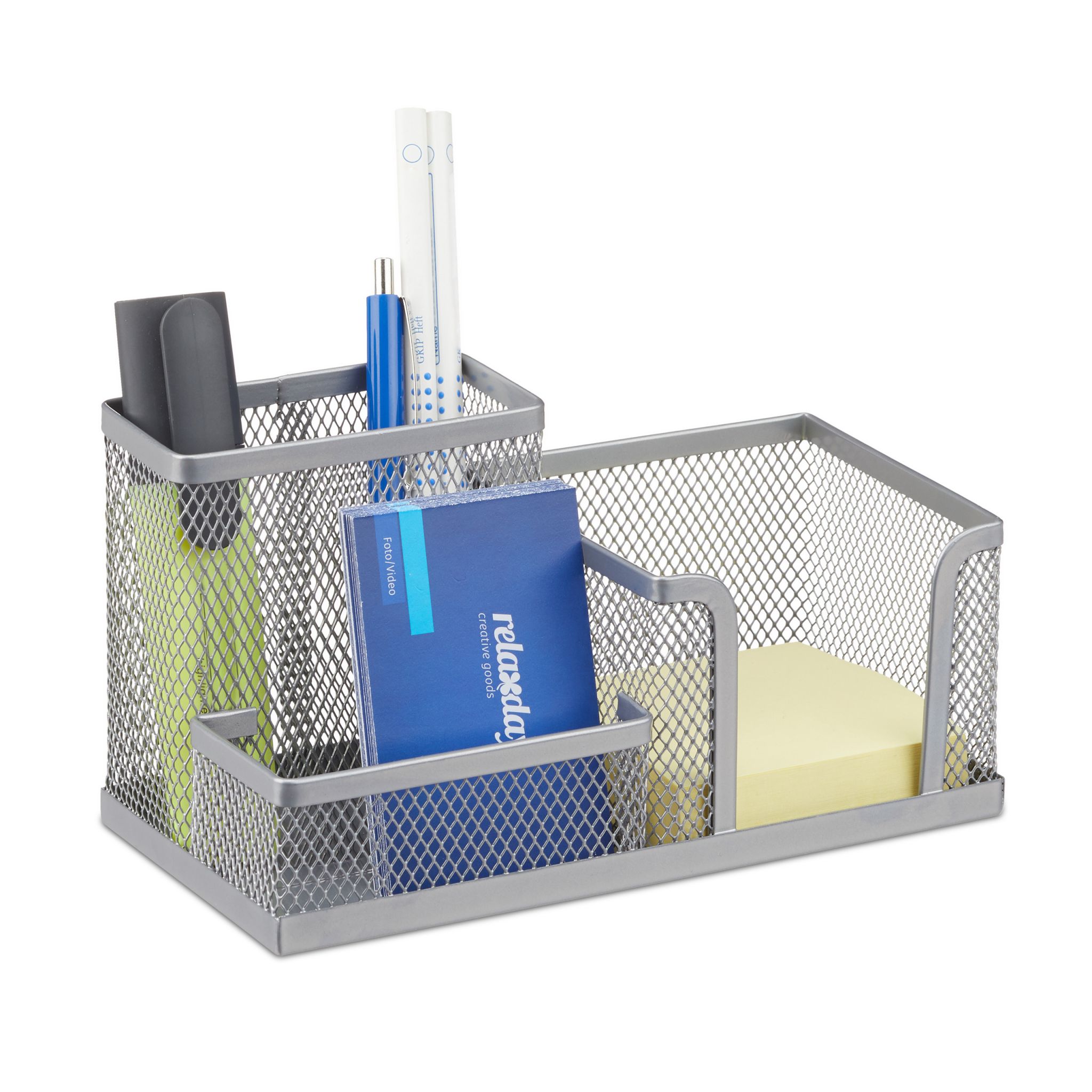 Stiftehalter mit Zettelhalter Silber