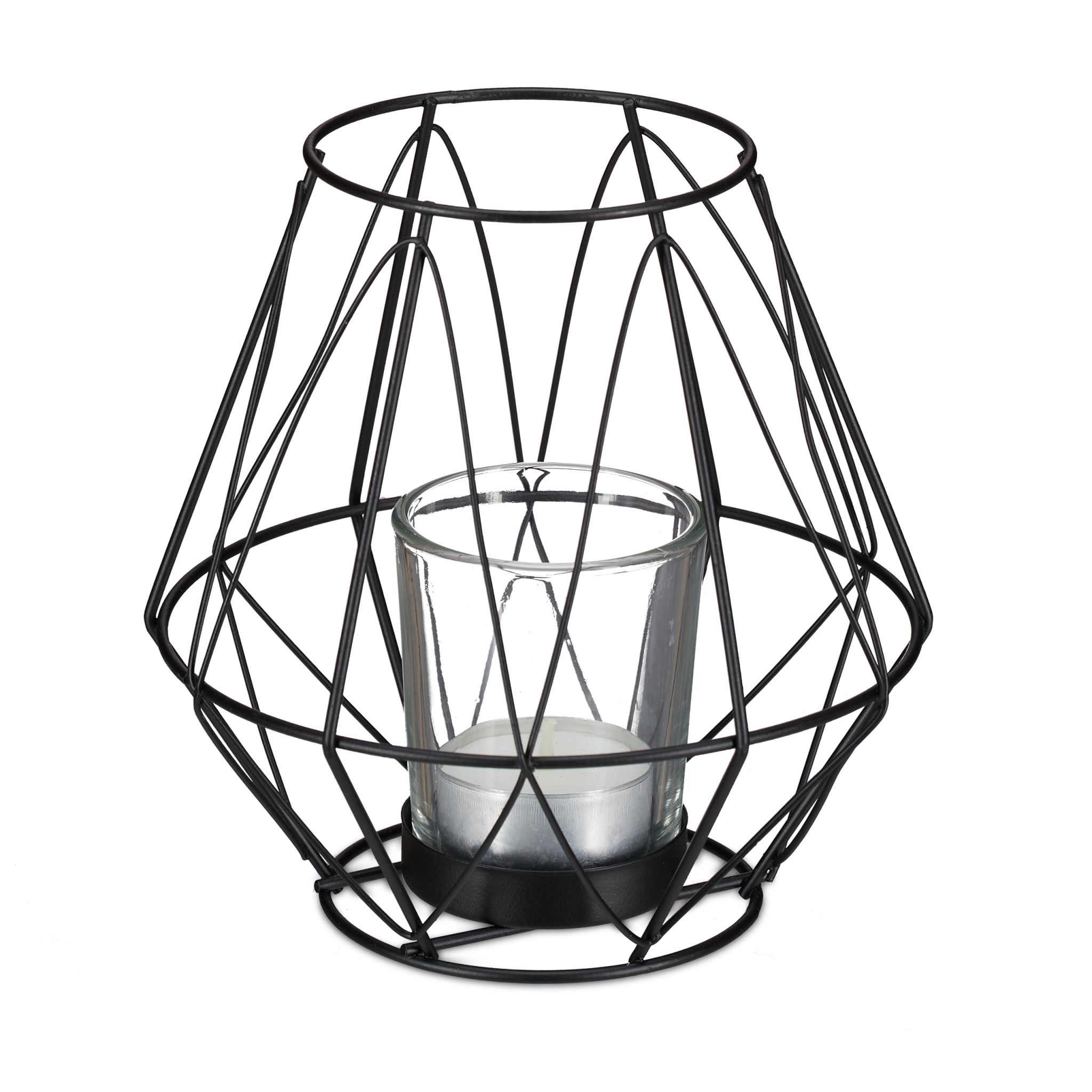 Geometrischer Teelichthalter Schwarz