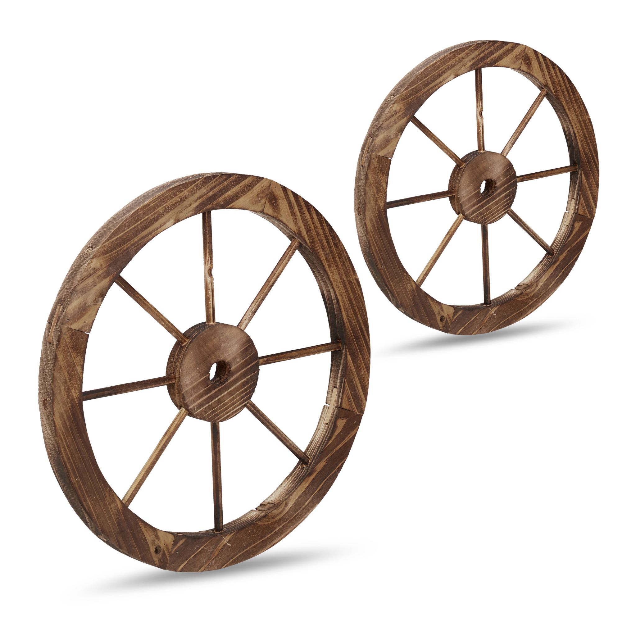 Wagenrad Holz 2er-Set Braun