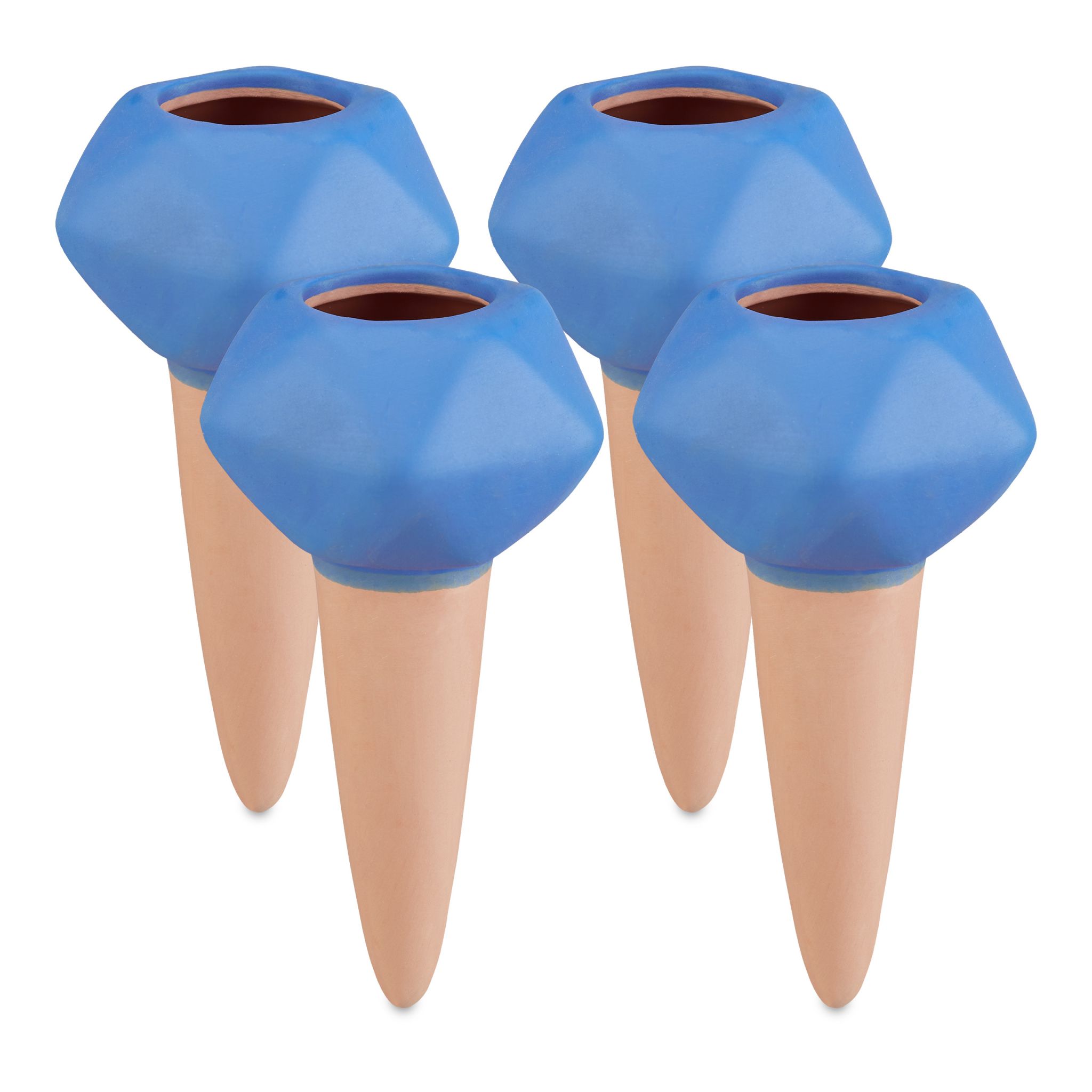Bewässerungskugeln Ton 4er-Set Blau-Hellbraun