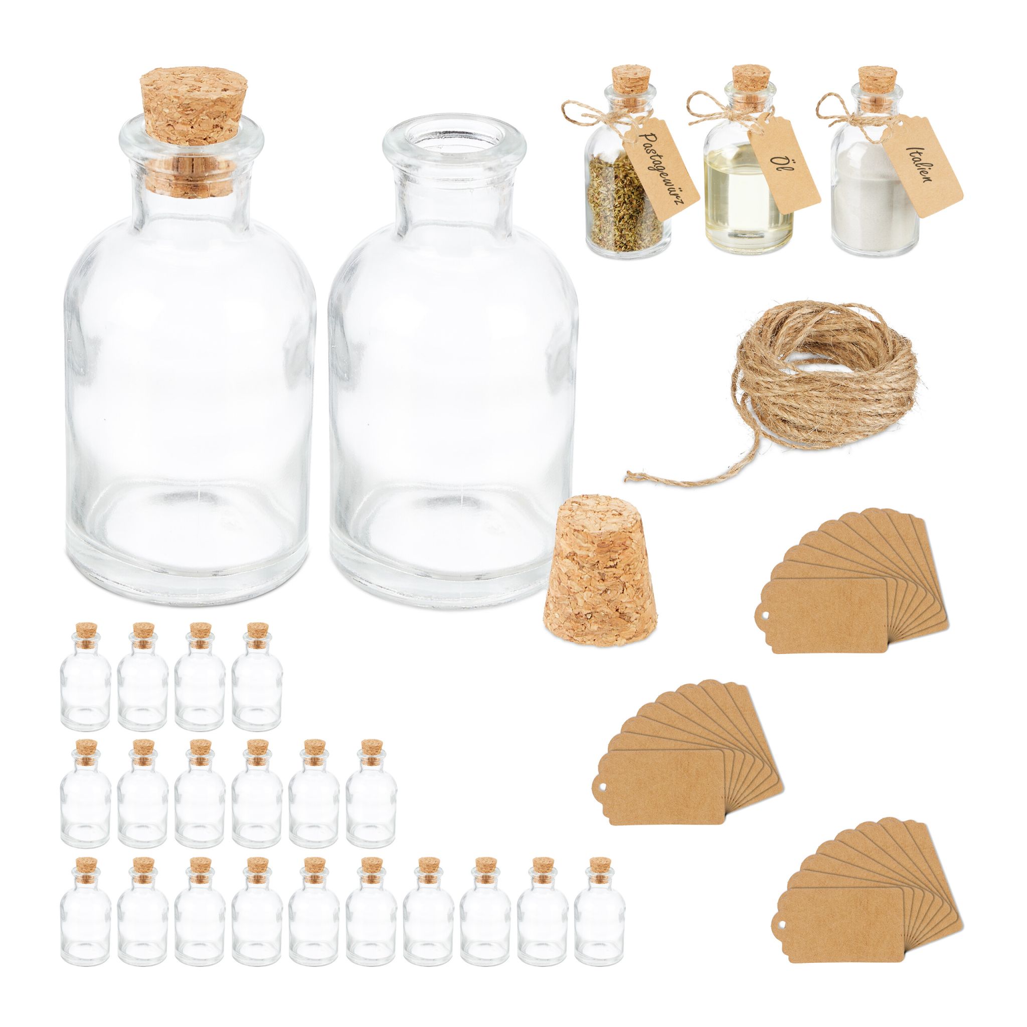 Dekogläser-Set mit Korken Hellbraun-Transparent
