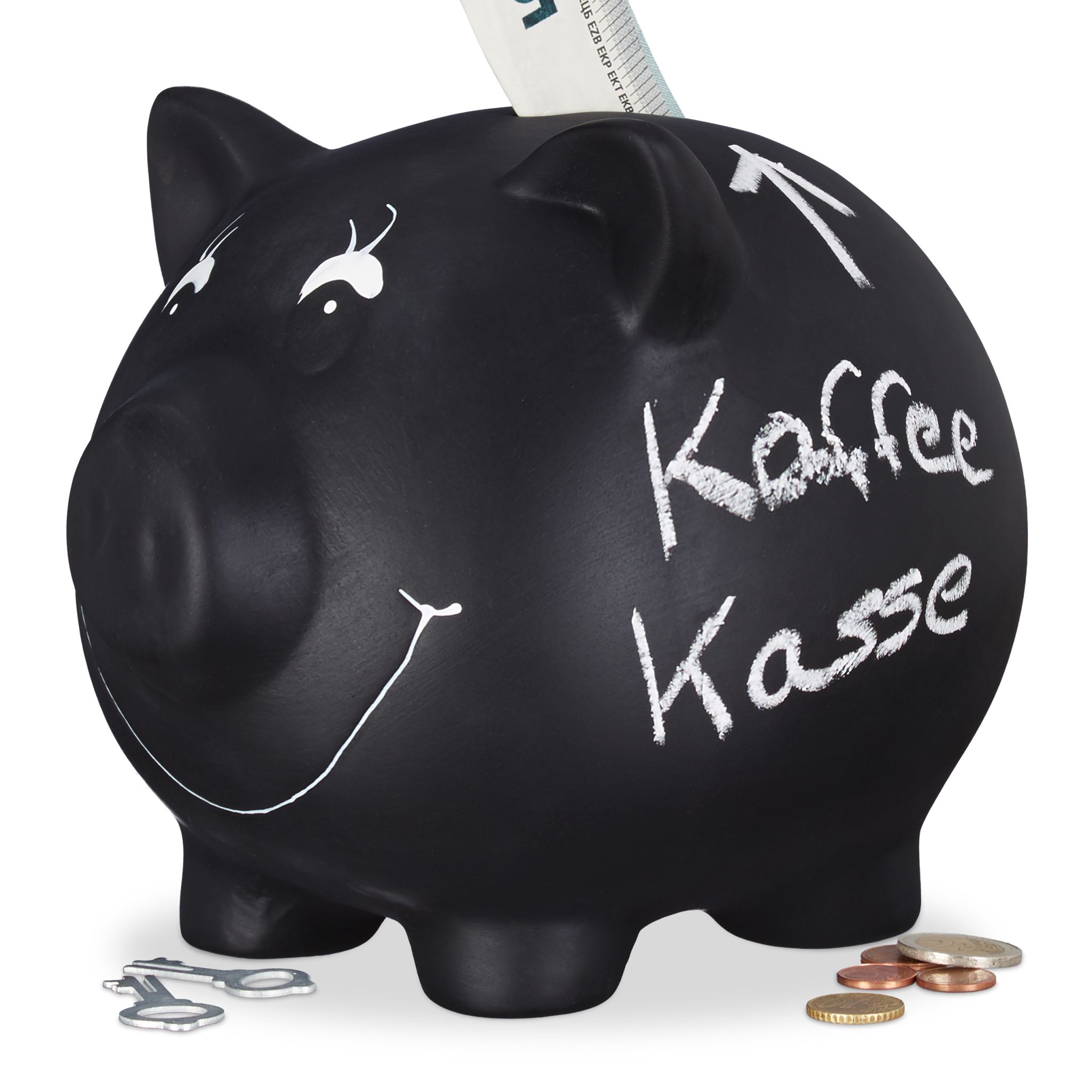 Sparschwein zum Beschriften Schwarz
