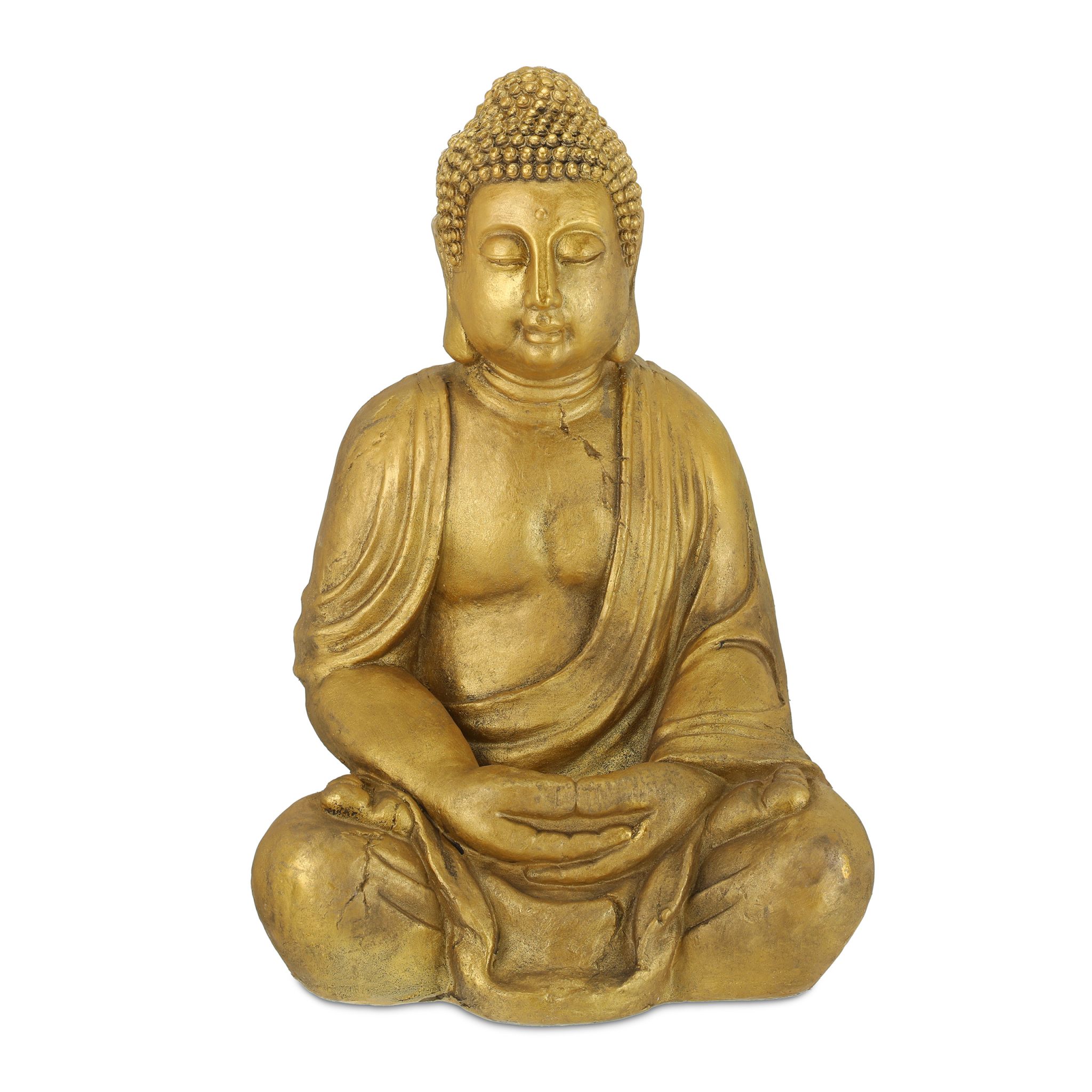 Grosse Buddha Figur Garten 70cm Gold