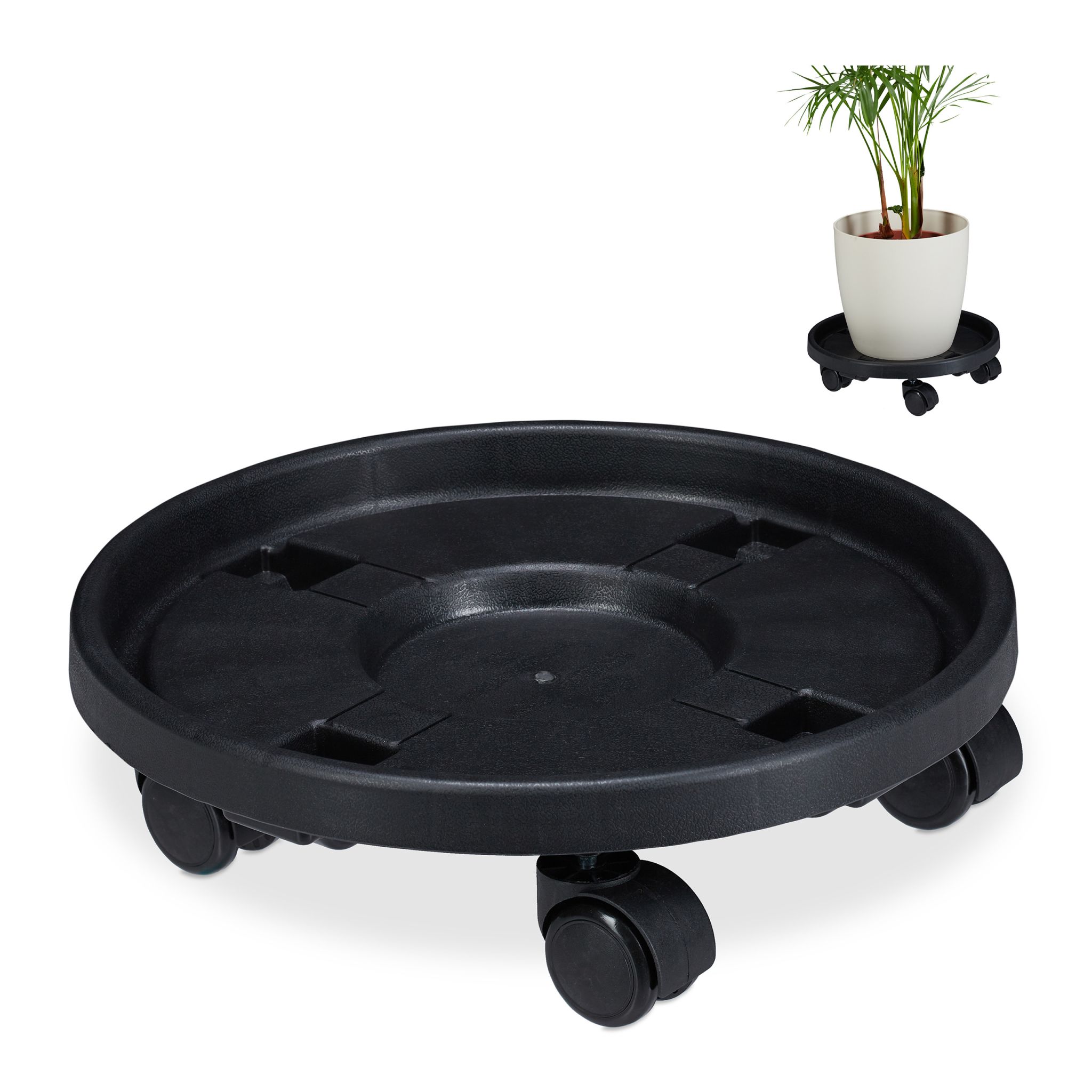 Pflanzenroller Kunststoff gross 2er-Set Schwarz