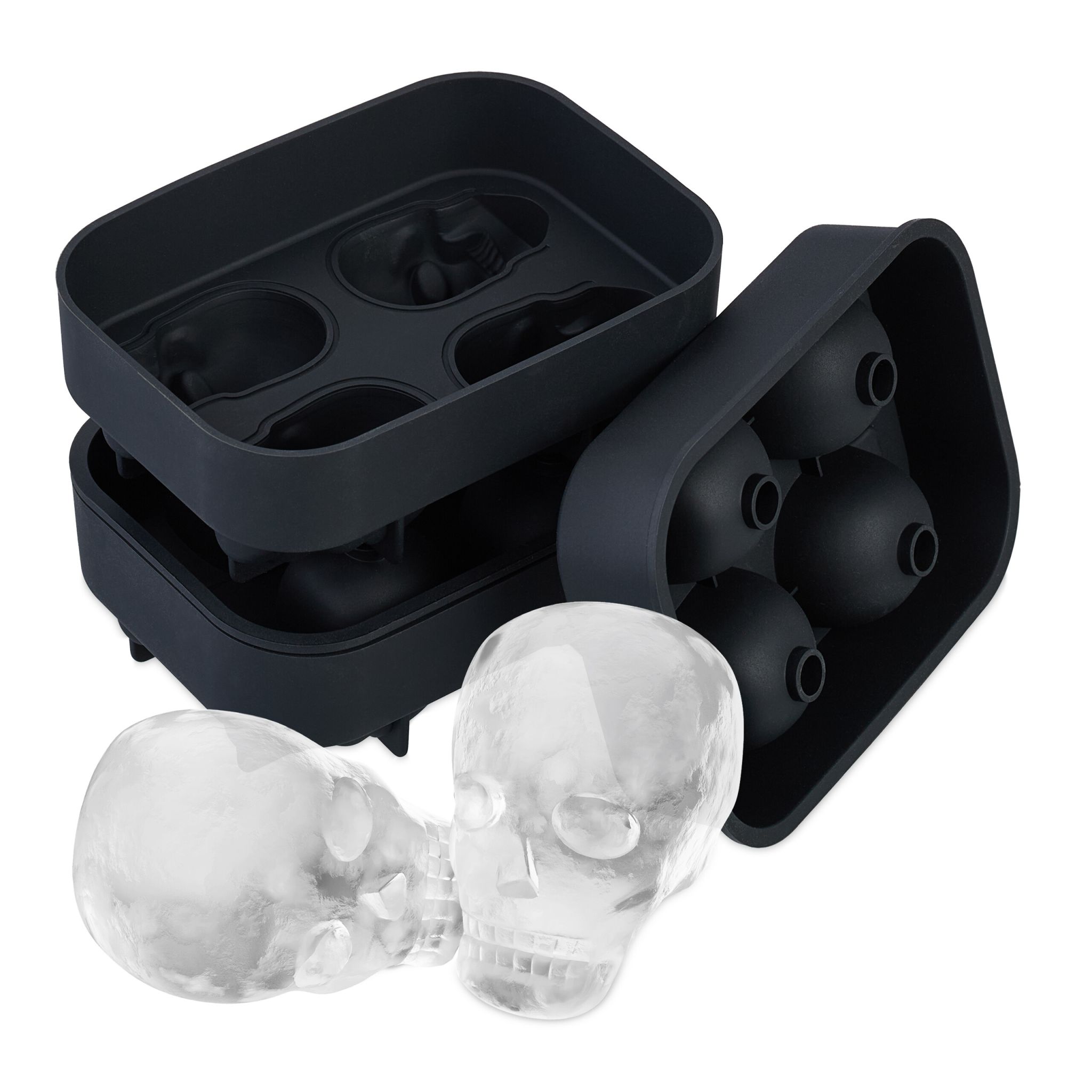 Totenkopf Eiswürfelform 2er-Set Schwarz