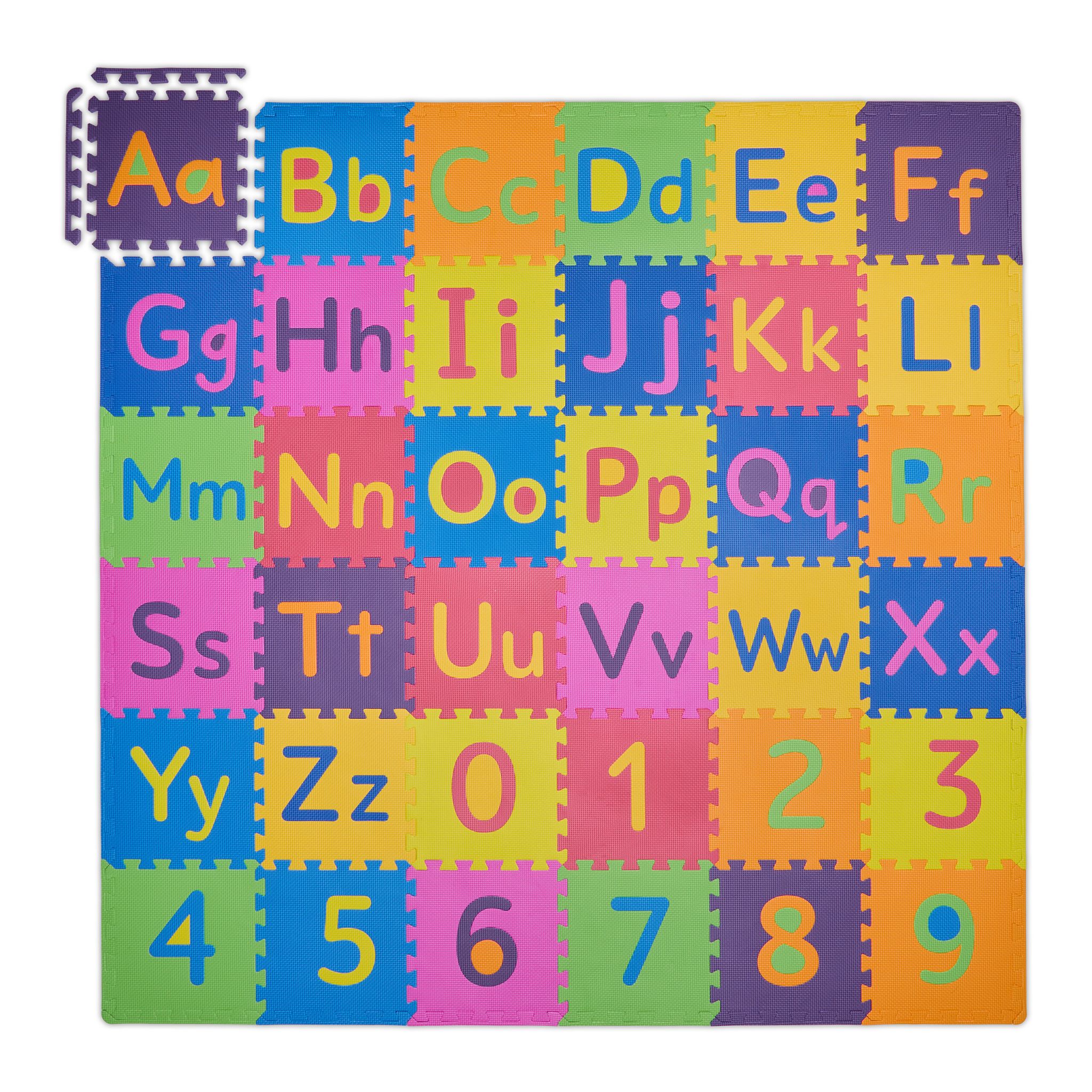 Puzzlematte ABC und Zahlen Blau-Gelb-Rot