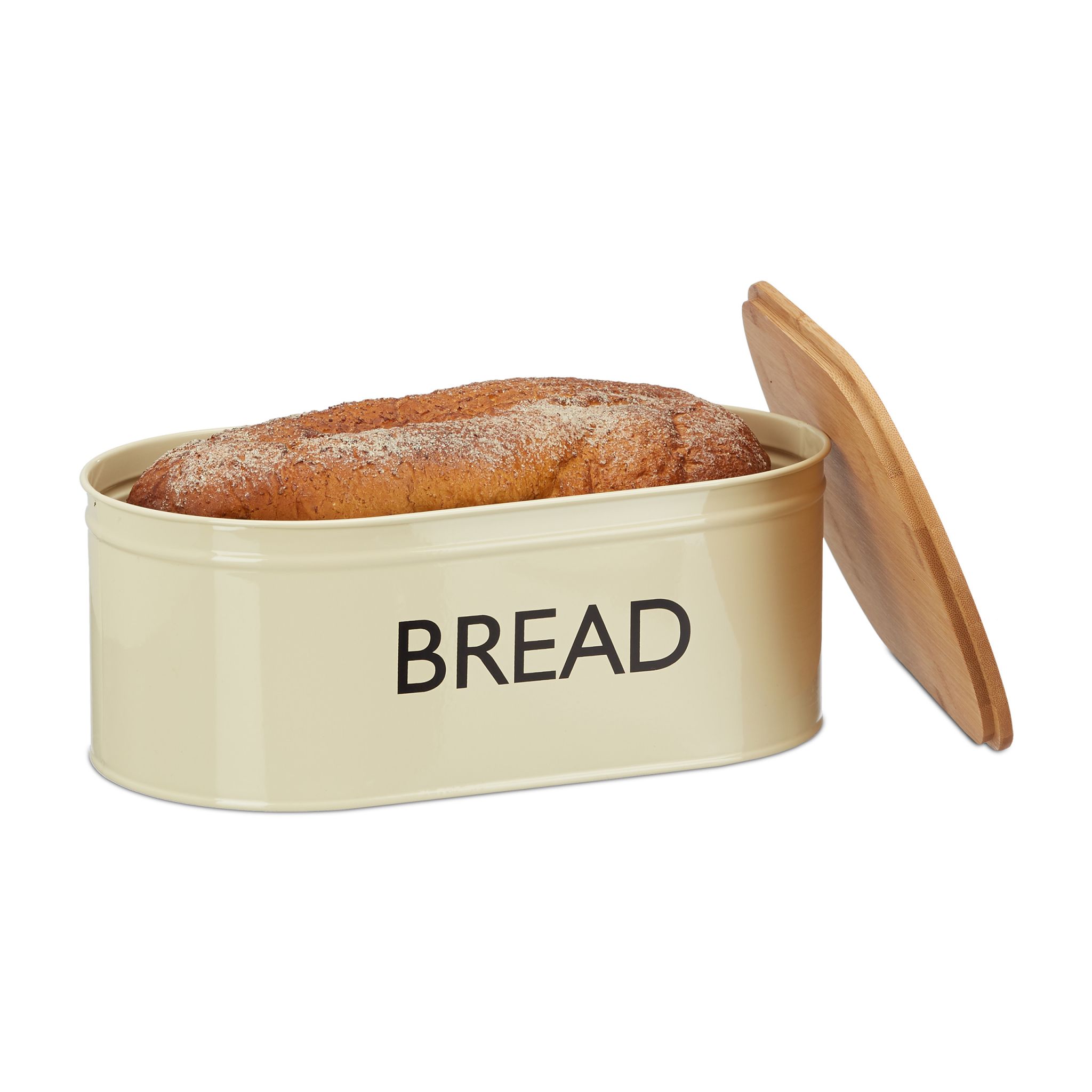 Brotkasten Retro XL Beige-Hellbraun-Schwarz