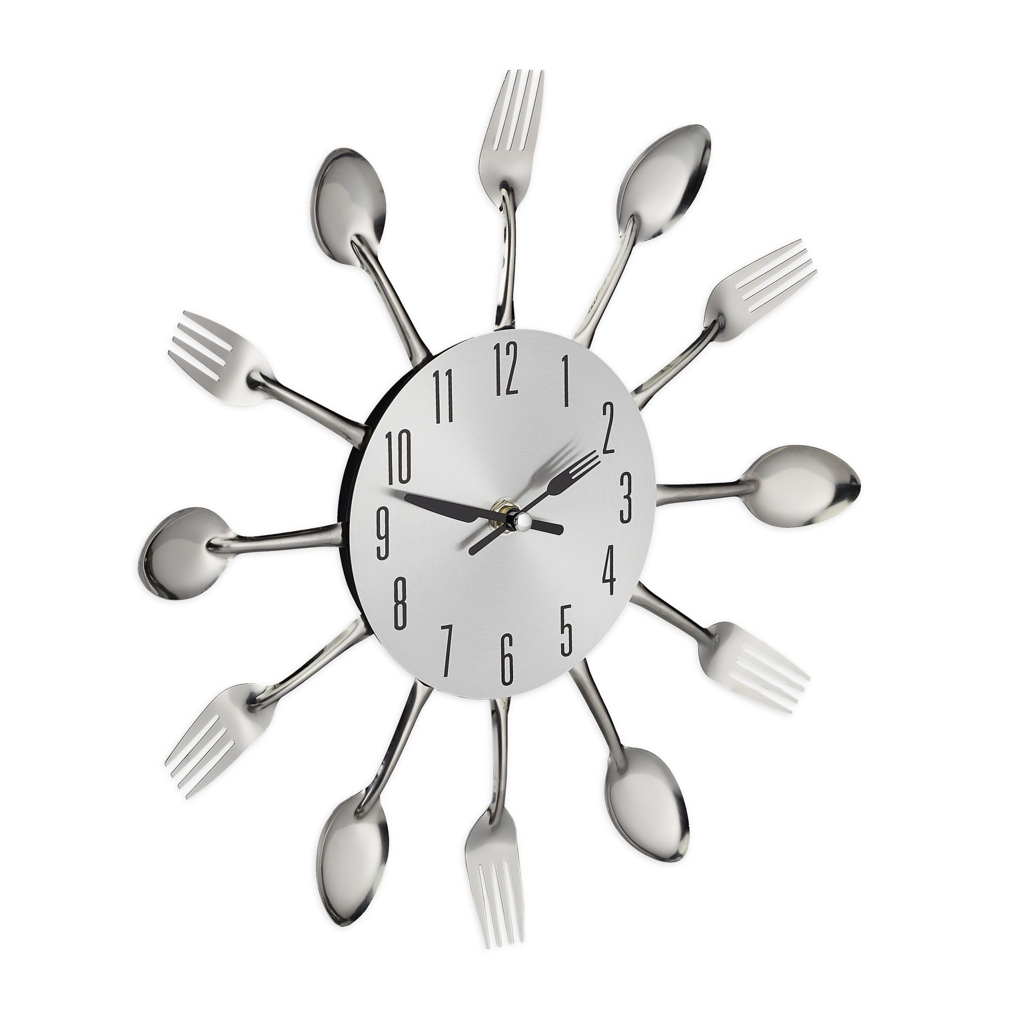 Wanduhr Besteck Schwarz-Silber