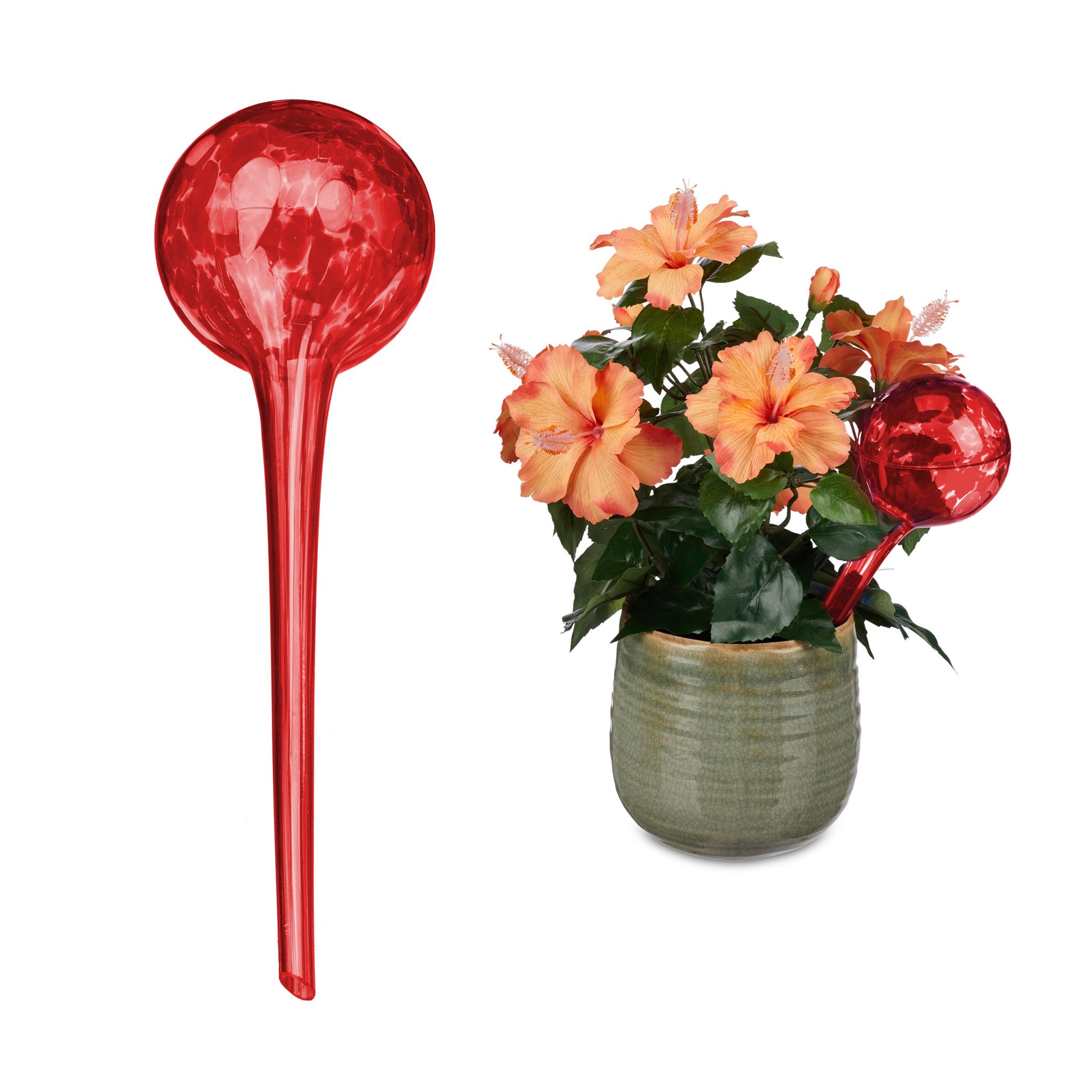 Bewässerungskugel 2er-Set Glas Rot