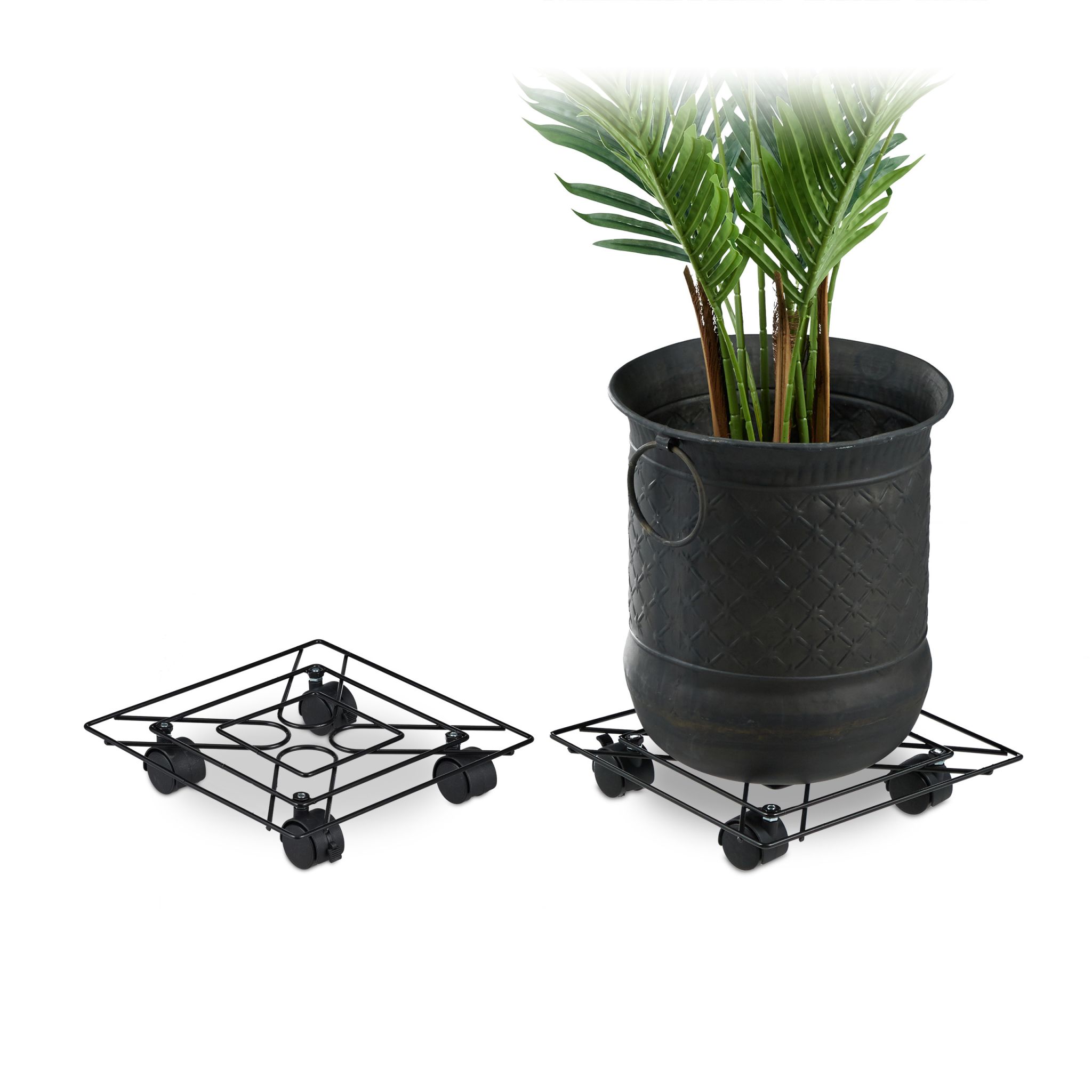 Pflanzenroller eckig 2er-Set Schwarz
