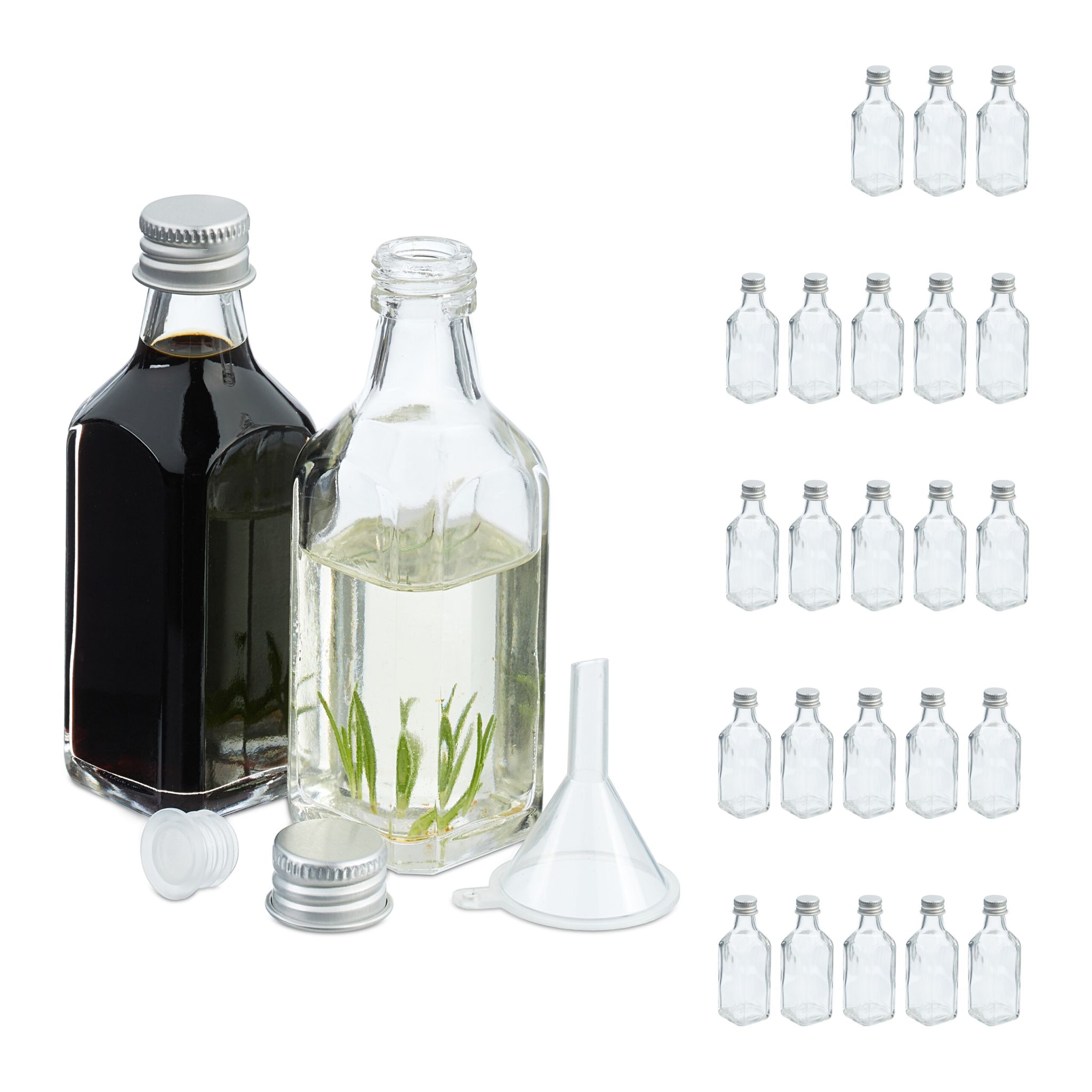 Kleine Flaschen Set 50ml Silber-Transparent